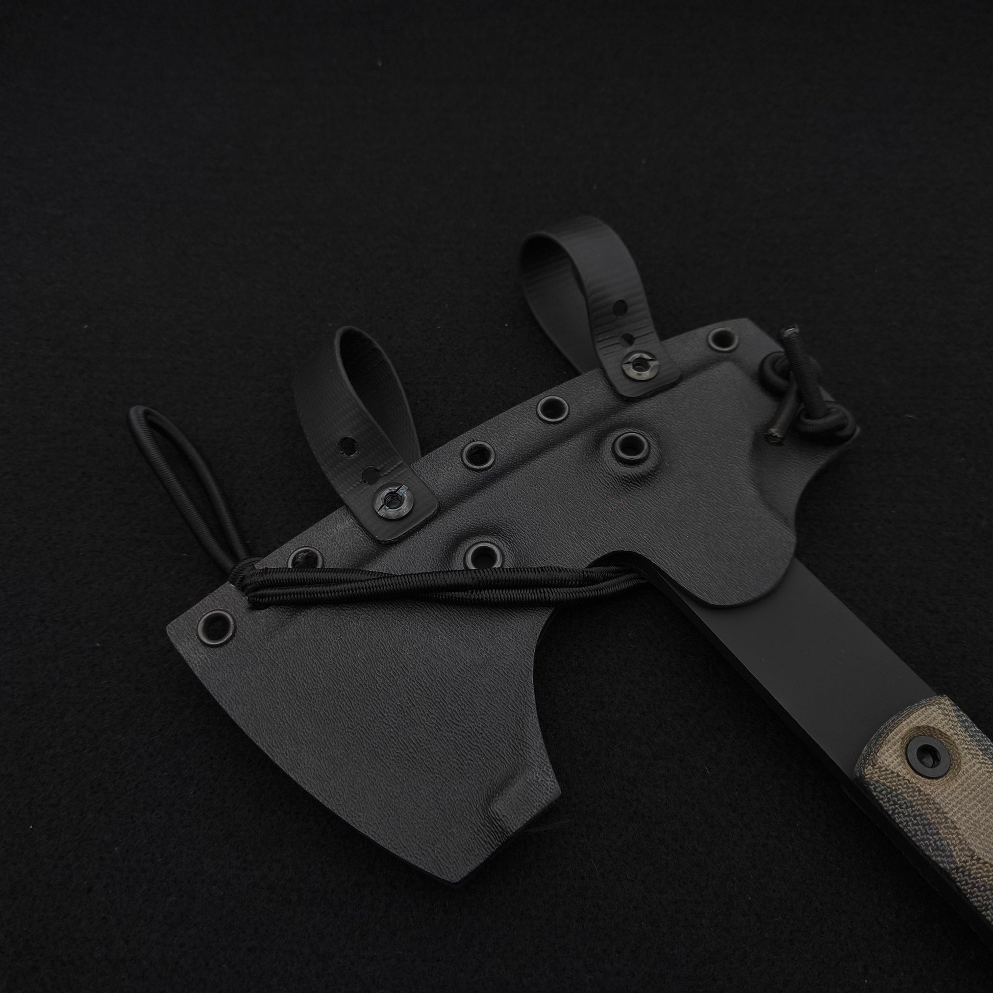 Half Face Blades Howler Hawk, Black and OD Green Canvas Micarta, Armor Black Cerakote 4