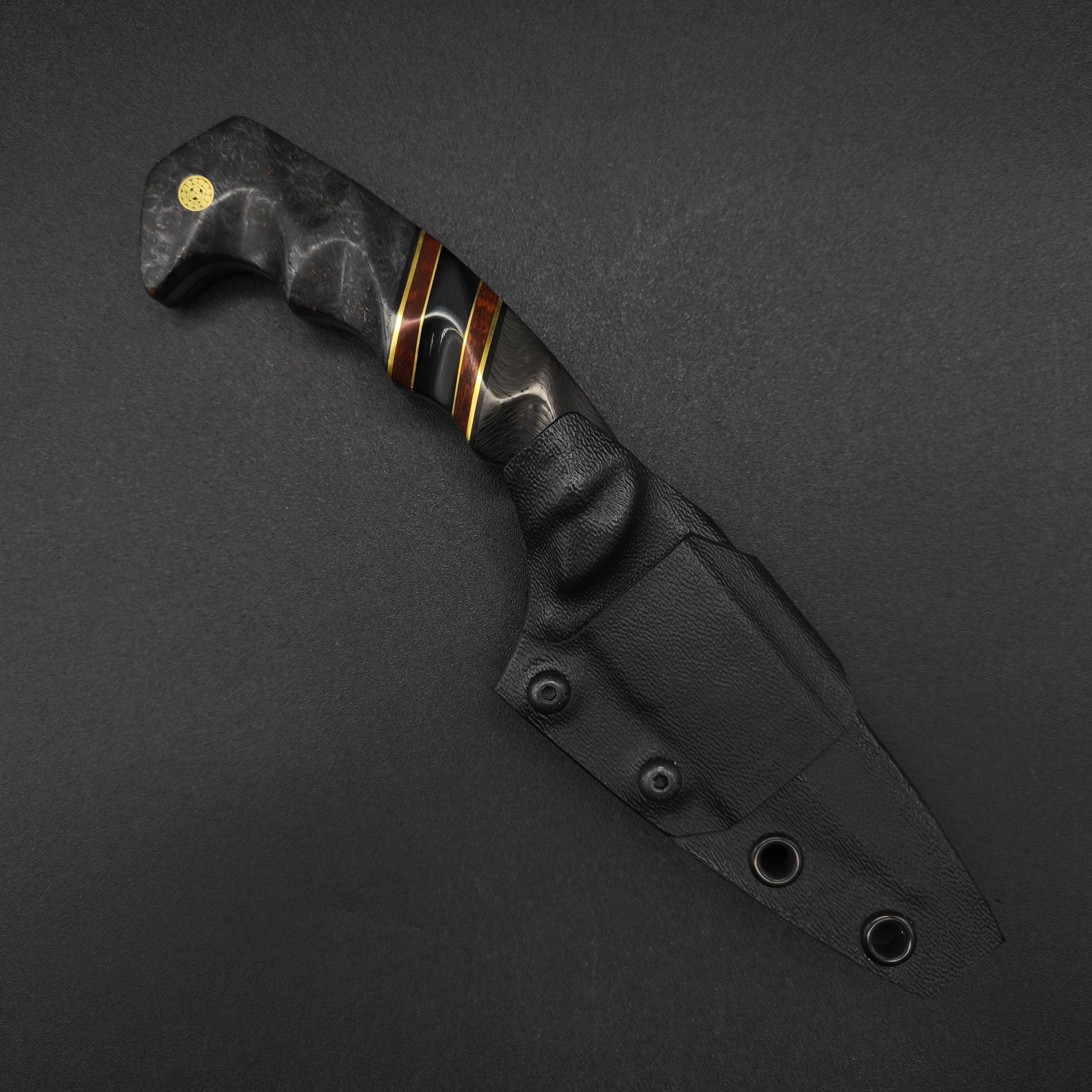 Half Face Blades HUMINT 3" Carbon Fiber, Snakewood and Bison Horn Split, Dyed Black Ash 4