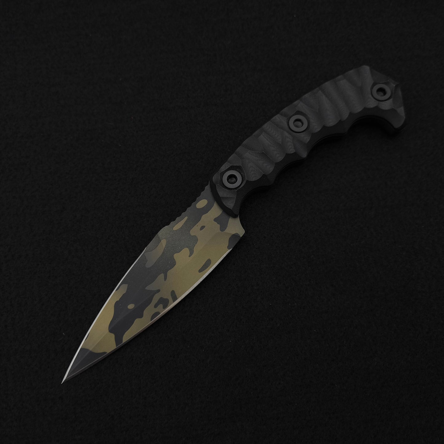 Half Face Blades HUMINT 4" Black G10, Black Muti-Cam Cerakote 2