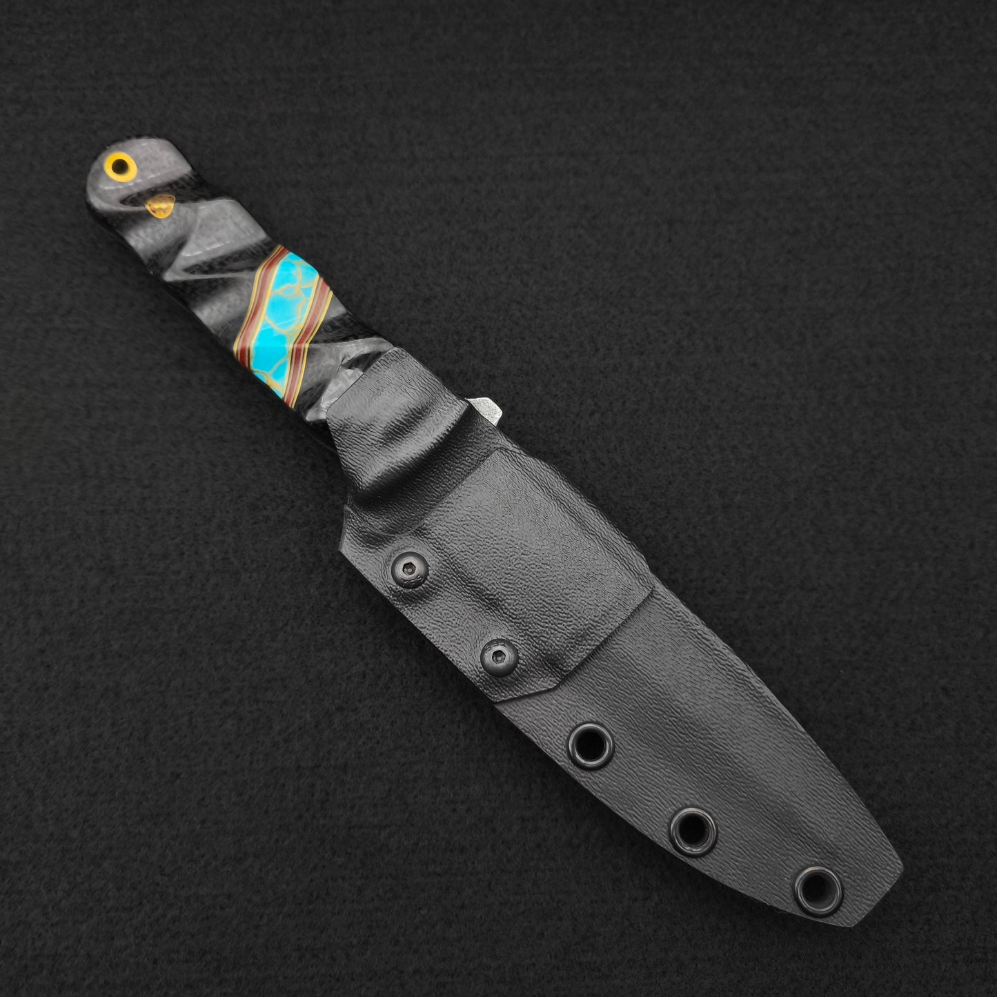 Half Face Blades Combat Dagger Black Burlap Micarta, Turquoise 5