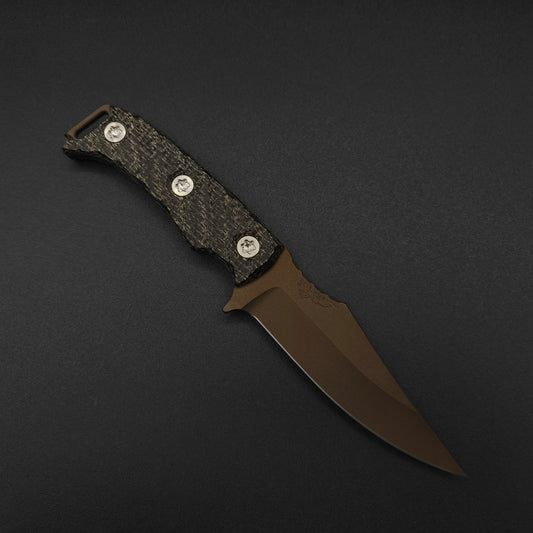 Half Face Blades Tosahwi Black Burlap Micarta, Midnight Bronze 1