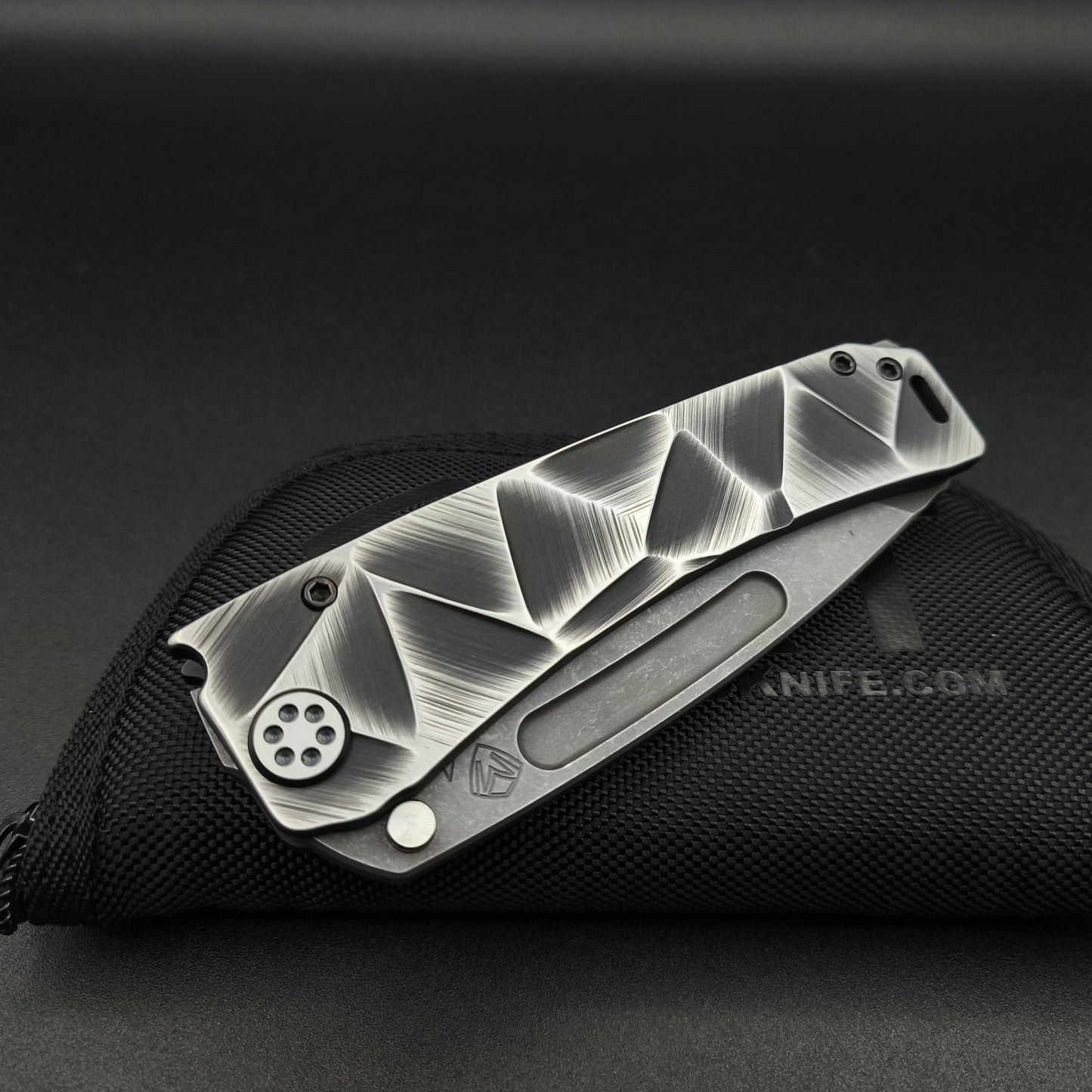 Medford Marauder, Full Size, Acid Distressed Tanto, Black and Silver Stained Glass 3