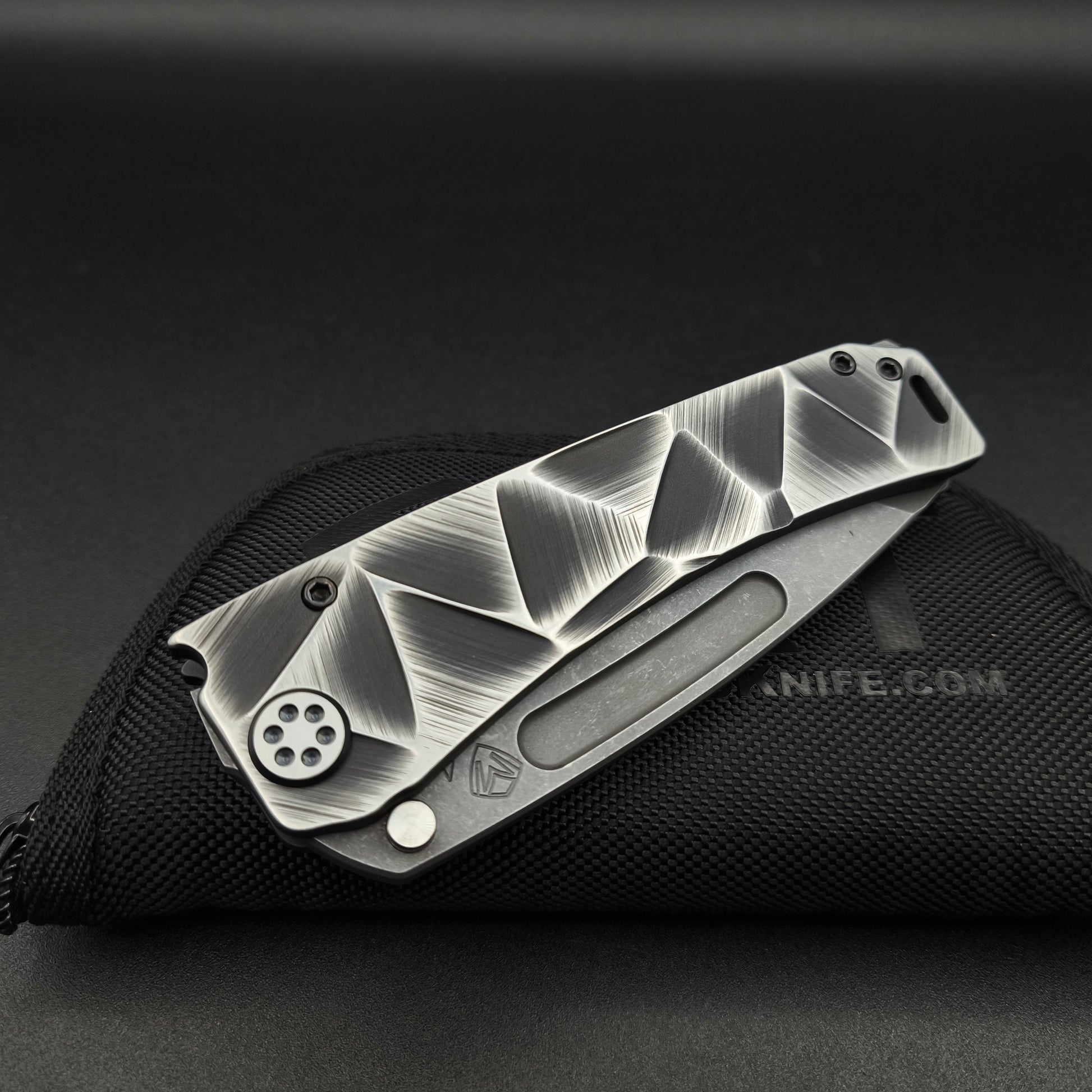 Medford Marauder, Full Size, Acid Distressed Tanto, Black and Silver Stained Glass 3