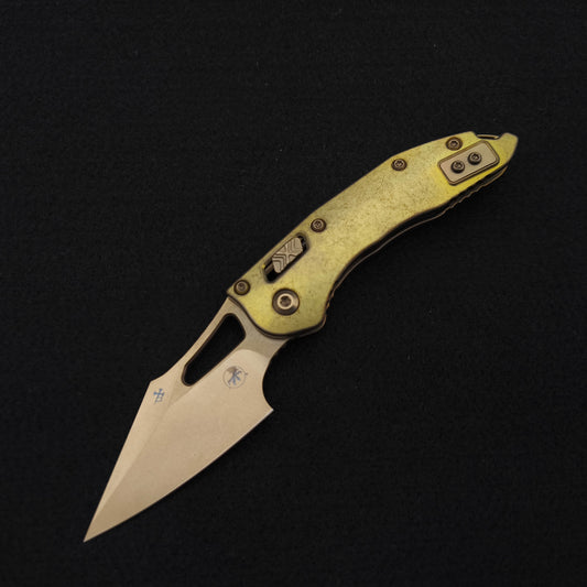 Microtech M-Stitch Ram Lok Bronzed Stonewash, Antique Gold Marfione Select 1