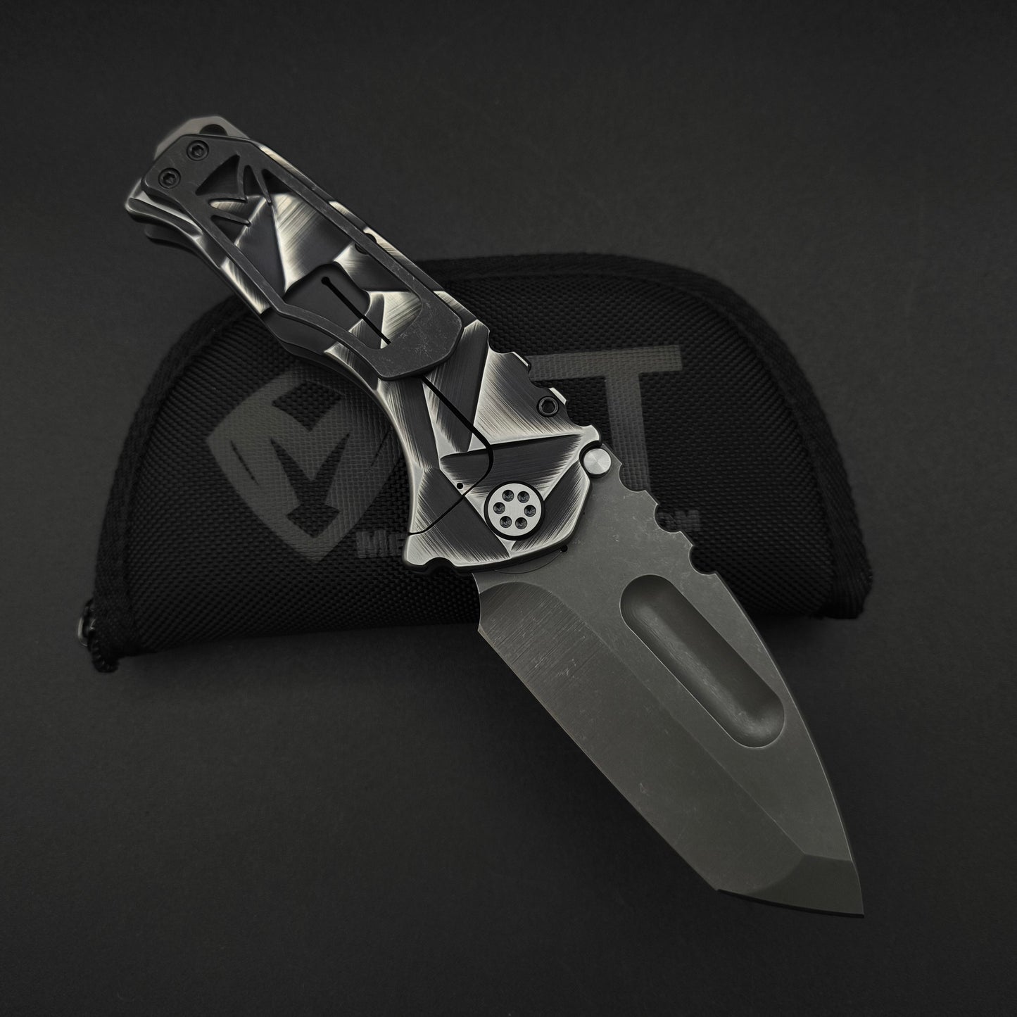 Medford Praetorian Ti Acid Distressed Tanto, Black and Silver Stained Glass 2