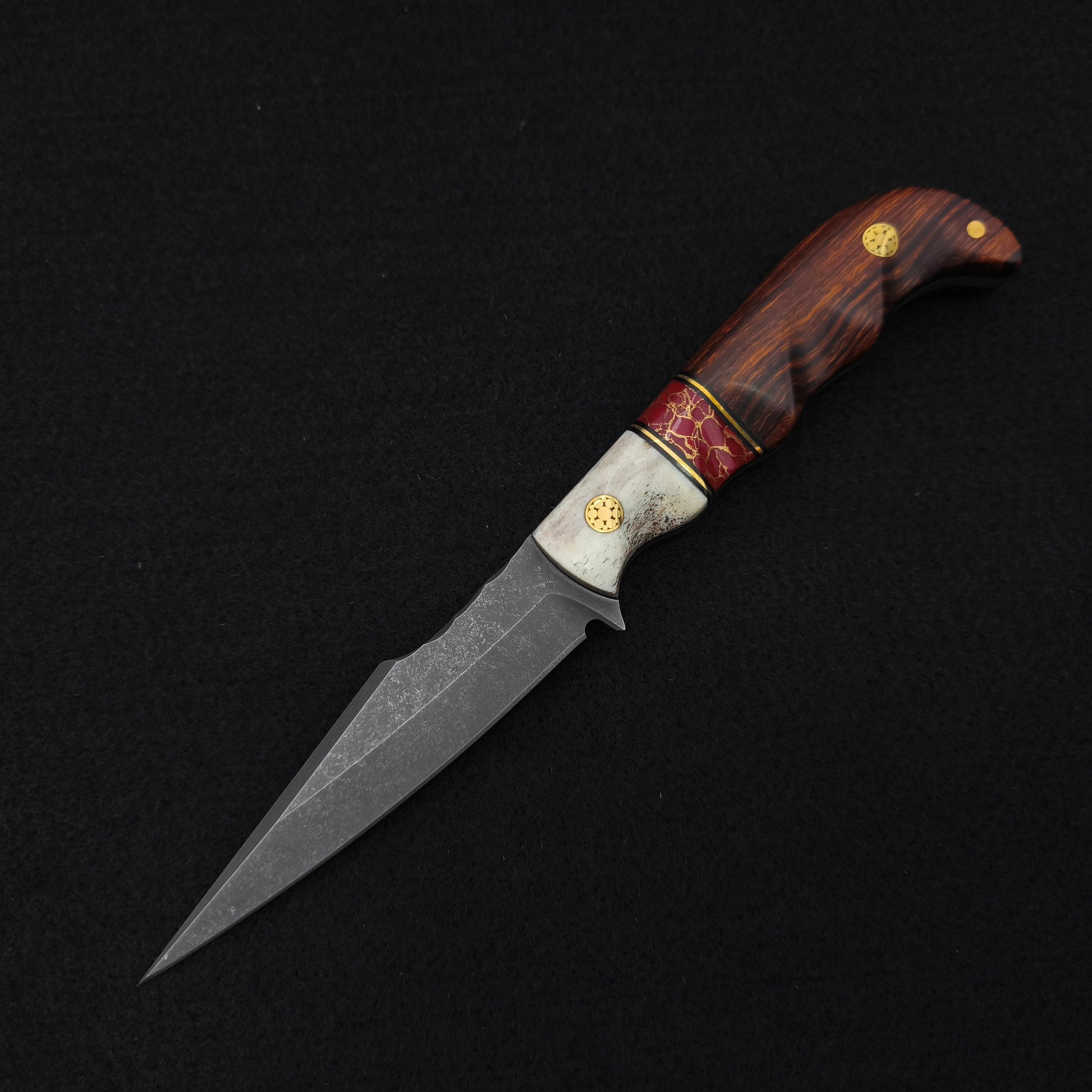Half Face Blades Senator Elk Antler, Black G10 and Brass Pin Striping 2