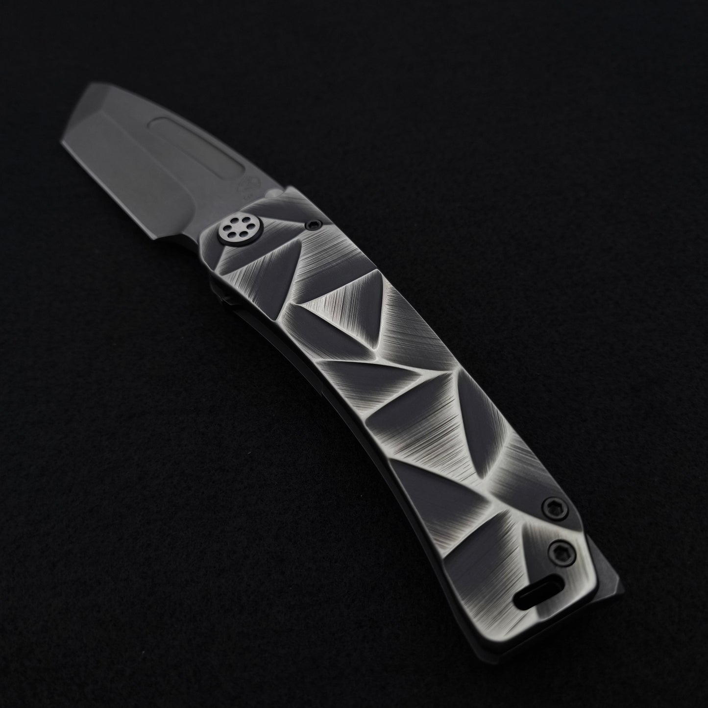 Medford Marauder, Full Size, Acid Distressed Tanto, Black and Silver Stained Glass 3