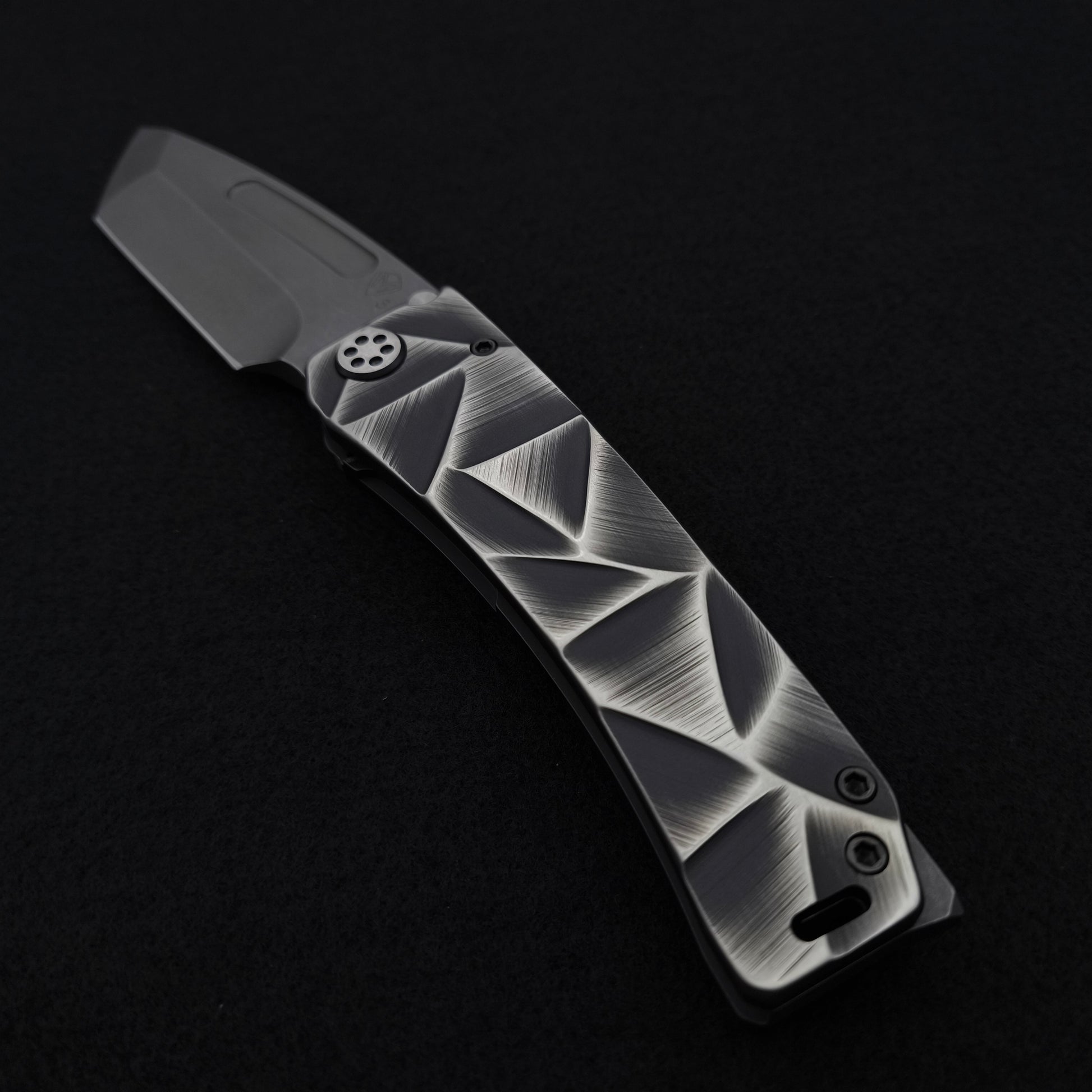 Medford Marauder, Full Size, Acid Distressed Tanto, Black and Silver Stained Glass 3