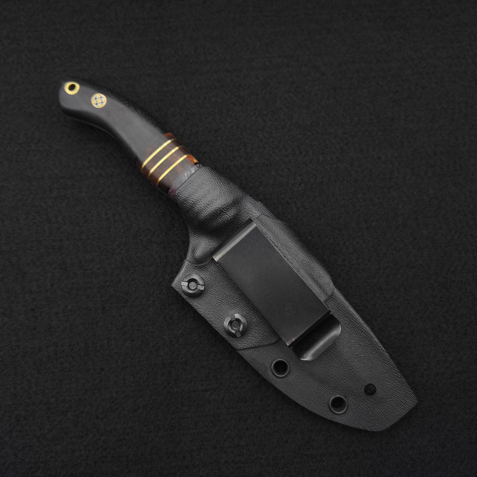 Half Face Blades Widow Maker JR, Dyed Maple, Hawaiian Curly Koa and Brass Split 5