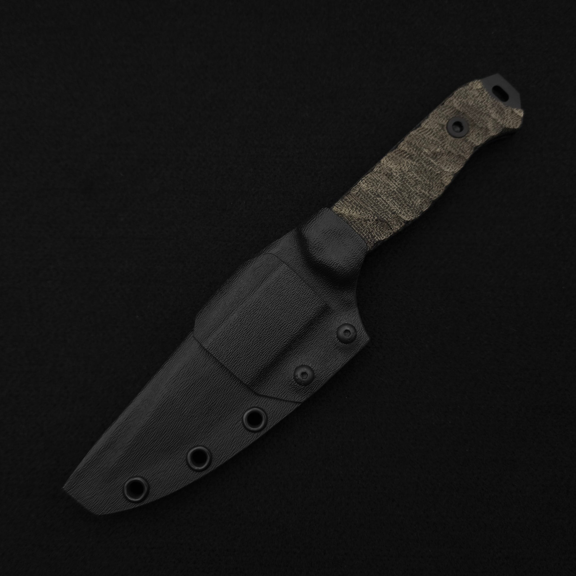 Half Face Blades Field Knife Black Canvas Micarta, Armor Black 4