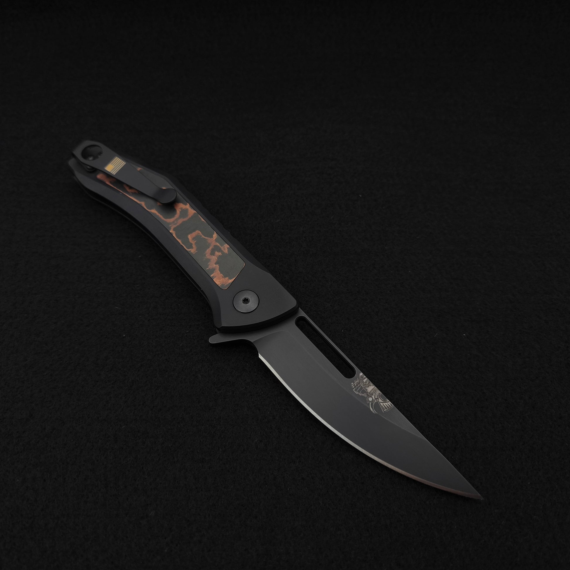 Half Face Blades Custom Kwaiken Folder Copper Camo Carbon Fiber 1