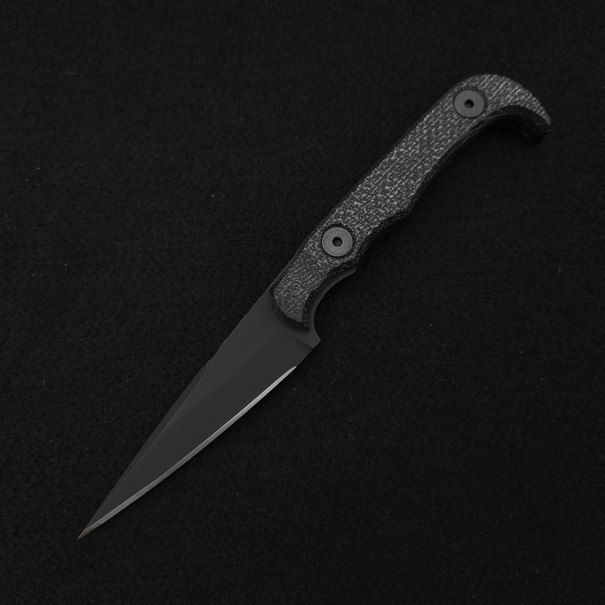 Half Face Blades Slenderman, Black Canvas Micarta, Armor Black Cerakote