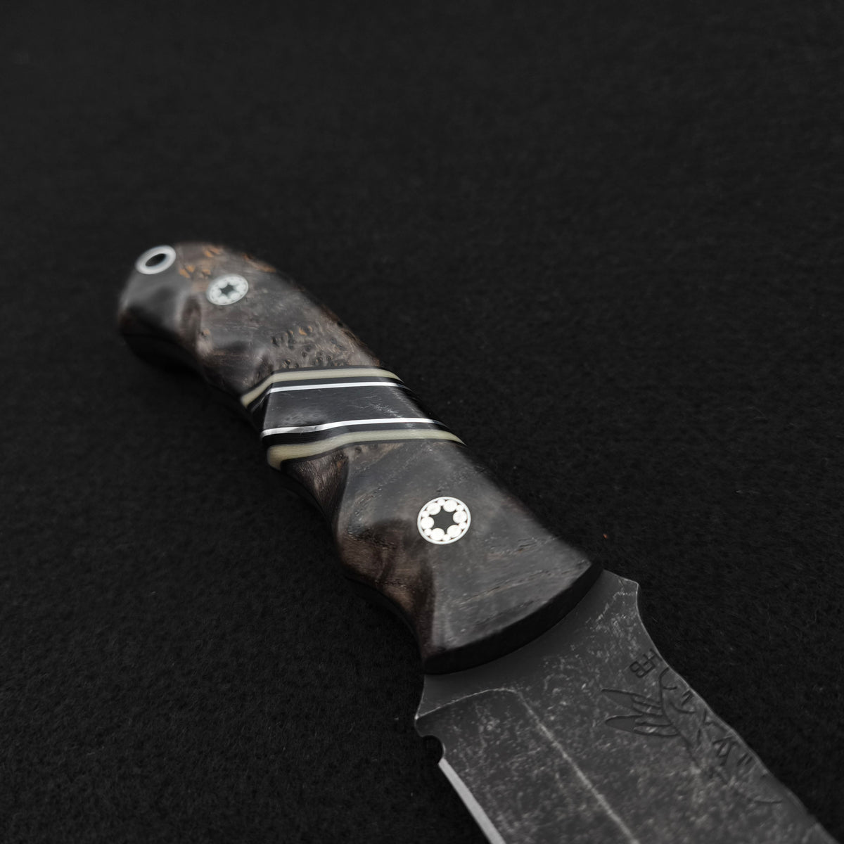 Half Face Blades Disaster Cub Dyed Black Ash Burl, Black Canvas Micarta Split