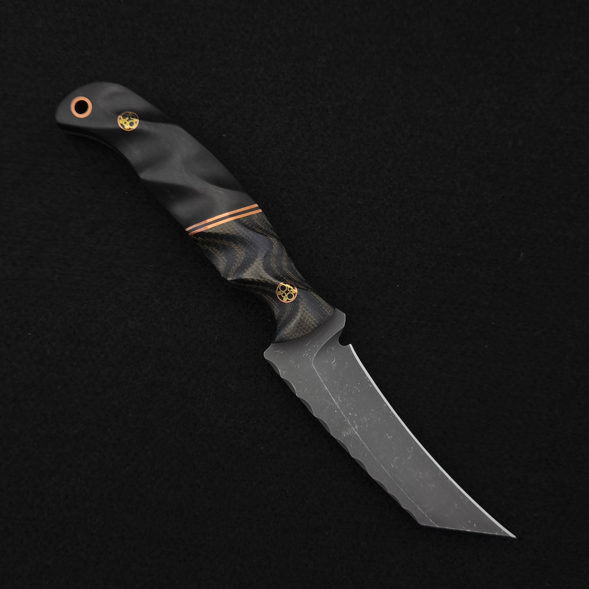 Half Face Blades Draugr OD Green and Black Layered Canvas Micarta, African Blackwood