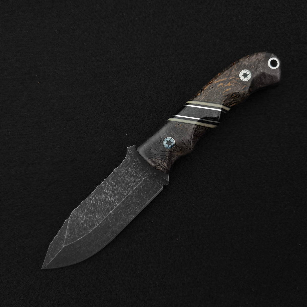 Half Face Blades Disaster Cub Dyed Black Ash Burl, Black Canvas Micarta Split