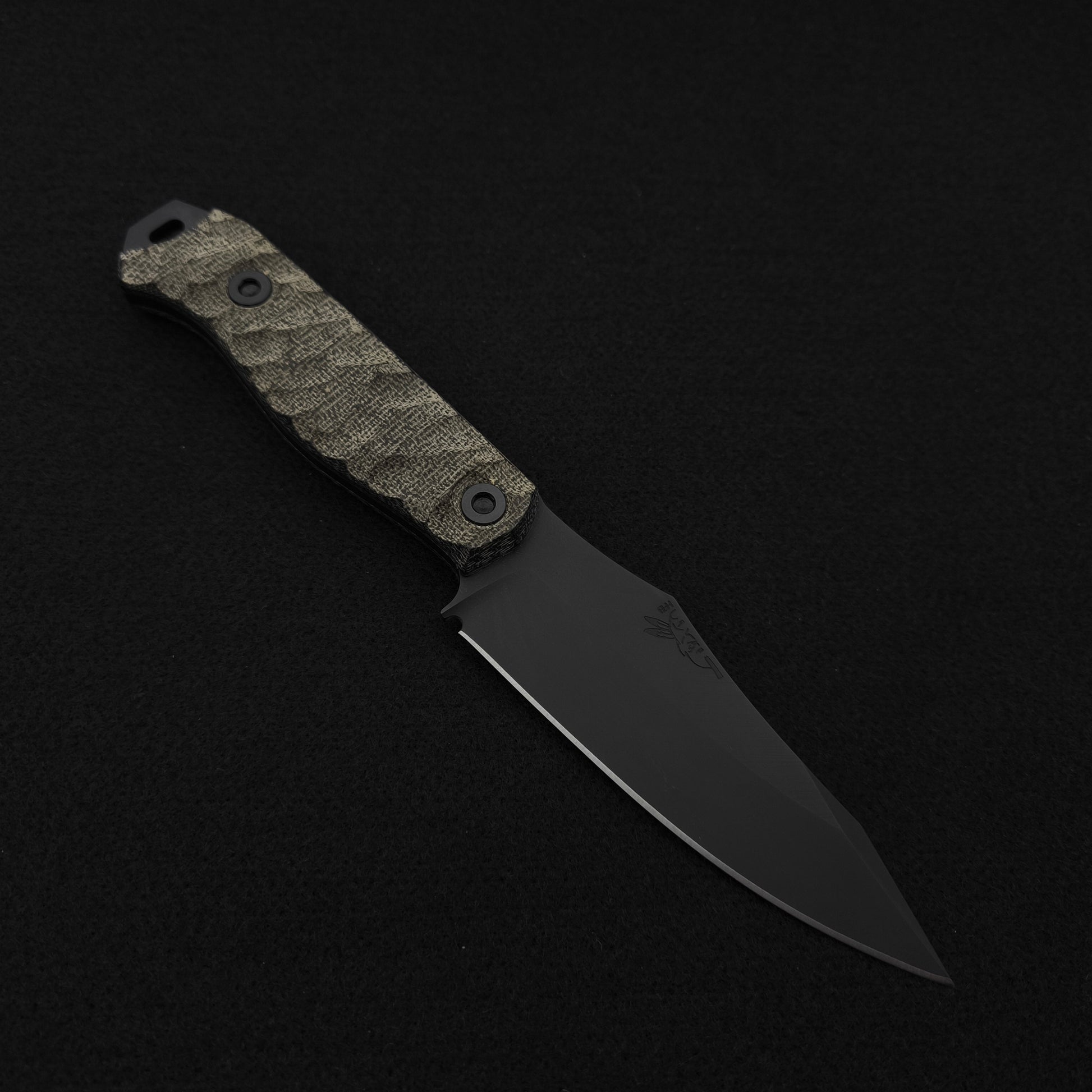 Half Face Blades Field Knife Black Canvas Micarta, Armor Black 1