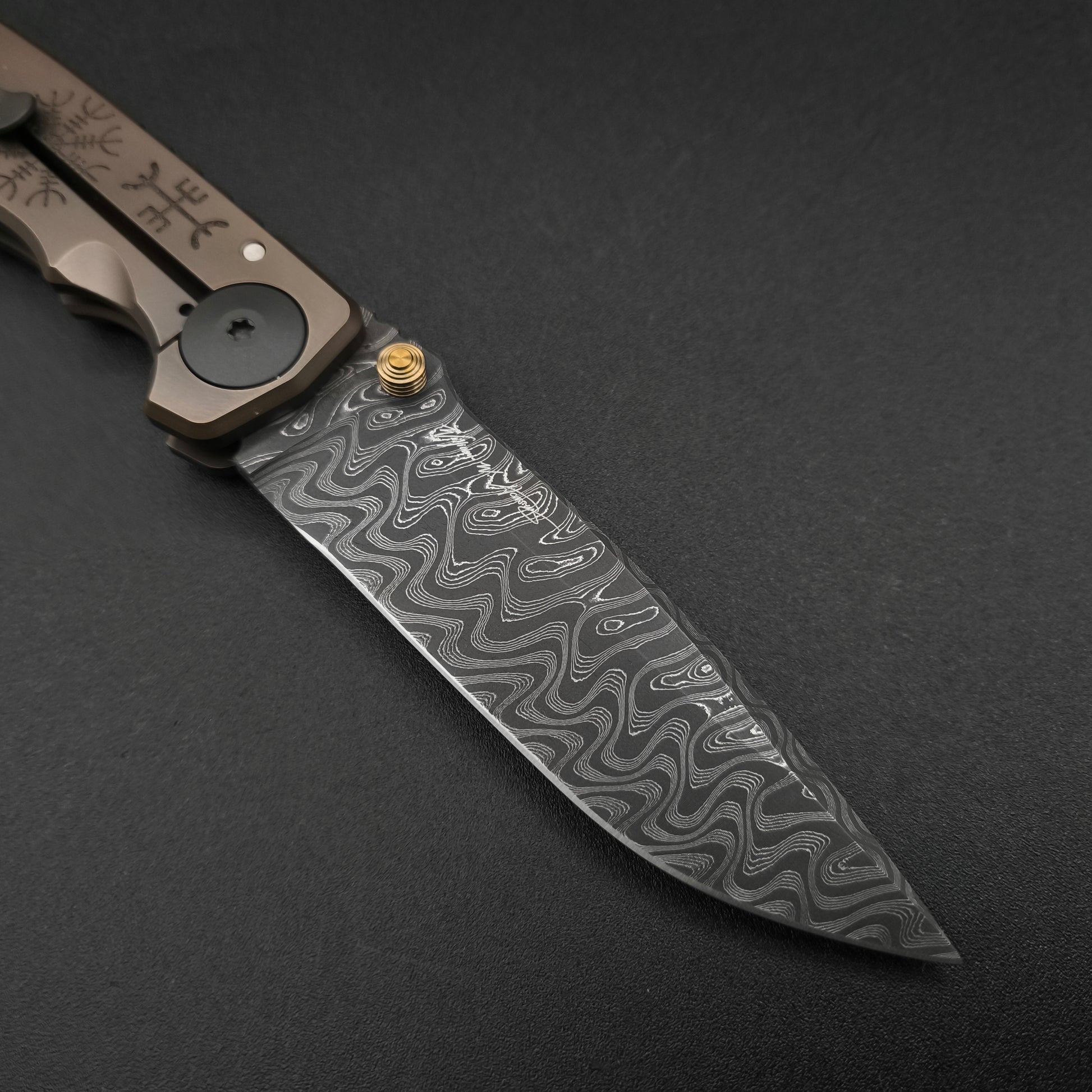 Spartan Blades Harsey Folder SF5 Custom Chad Nichols Damascus Runes 3