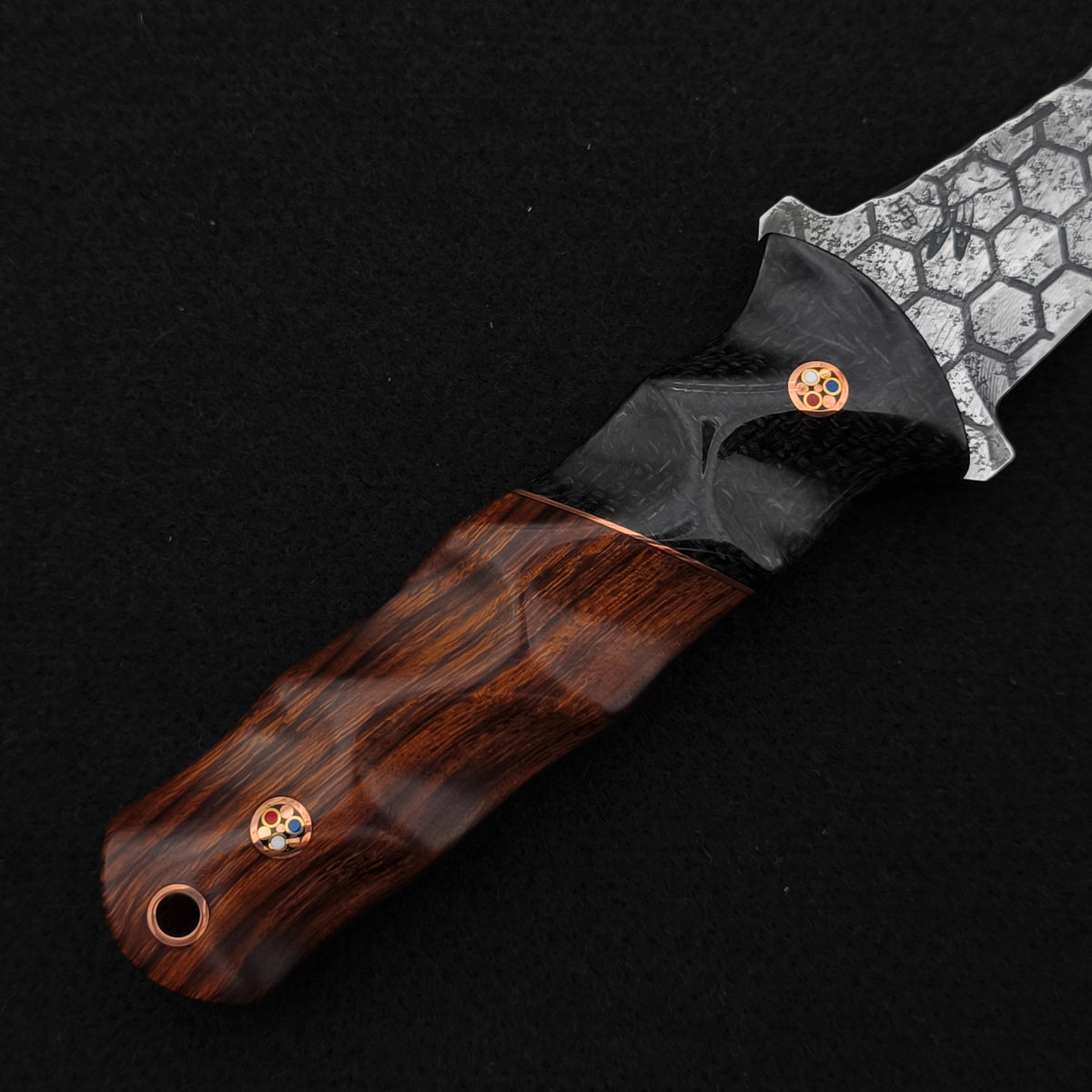 Half Face Blades Combat Filet Black Burlap Micarta, Desert Ironwood 3