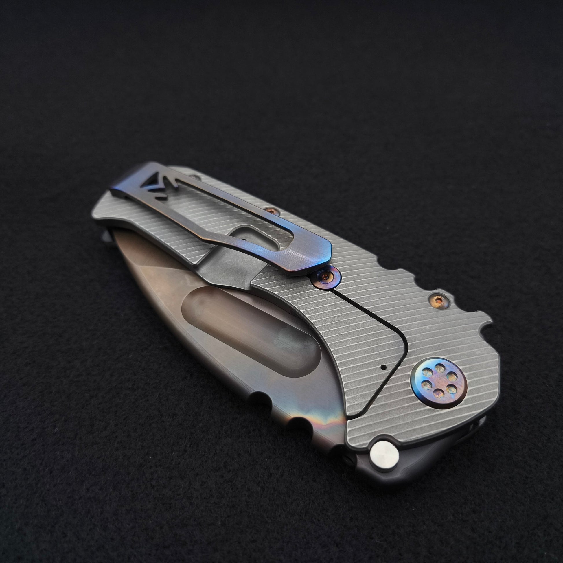 Medford Praetorian Ti-C Vulcan Drop Point, Black Tan Contoured G10 6