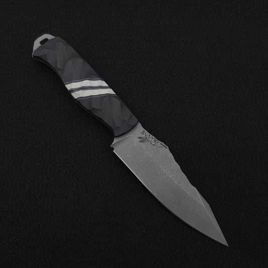 Half Face Blades Field Knife Black G10 and White G10 Split
