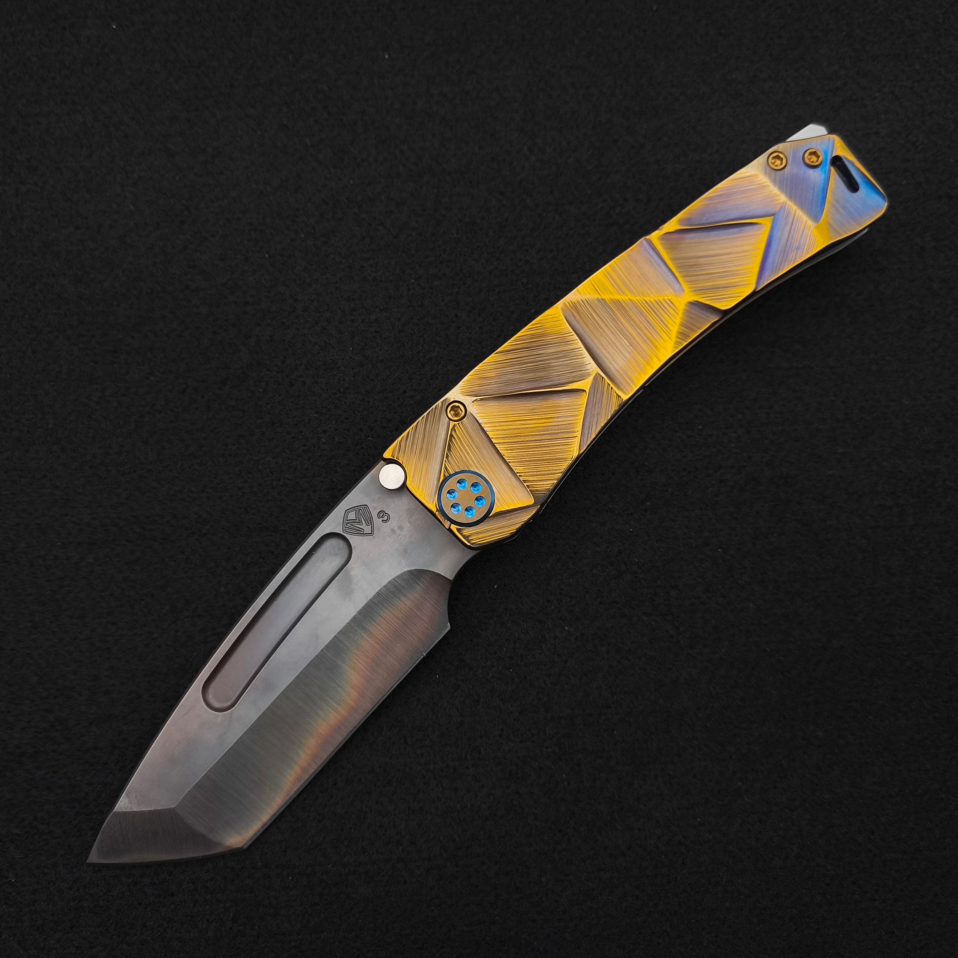 Medford Marauder, Full Size, Vulcan Tanto, Blue Violet Bronze Stained Glass 1
