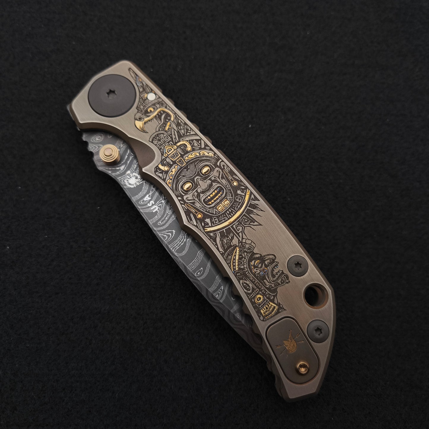 Spartan Blades Harsey Folder SF5 Custom Chad Nichols Damascus Aztec Special Edition 4
