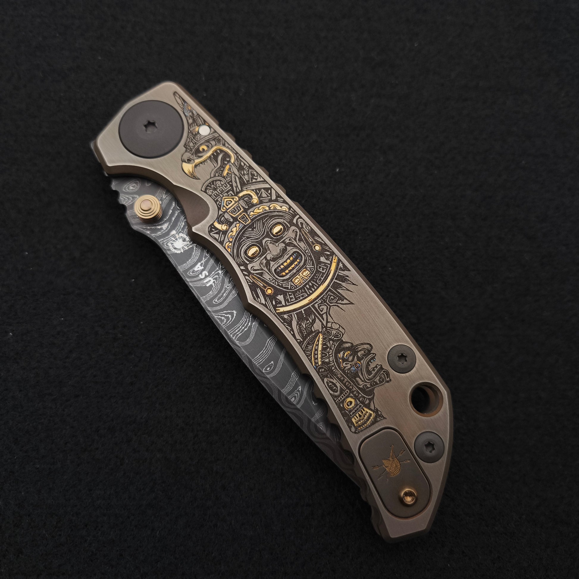 Spartan Blades Harsey Folder SF5 Custom Chad Nichols Damascus Aztec Special Edition 4