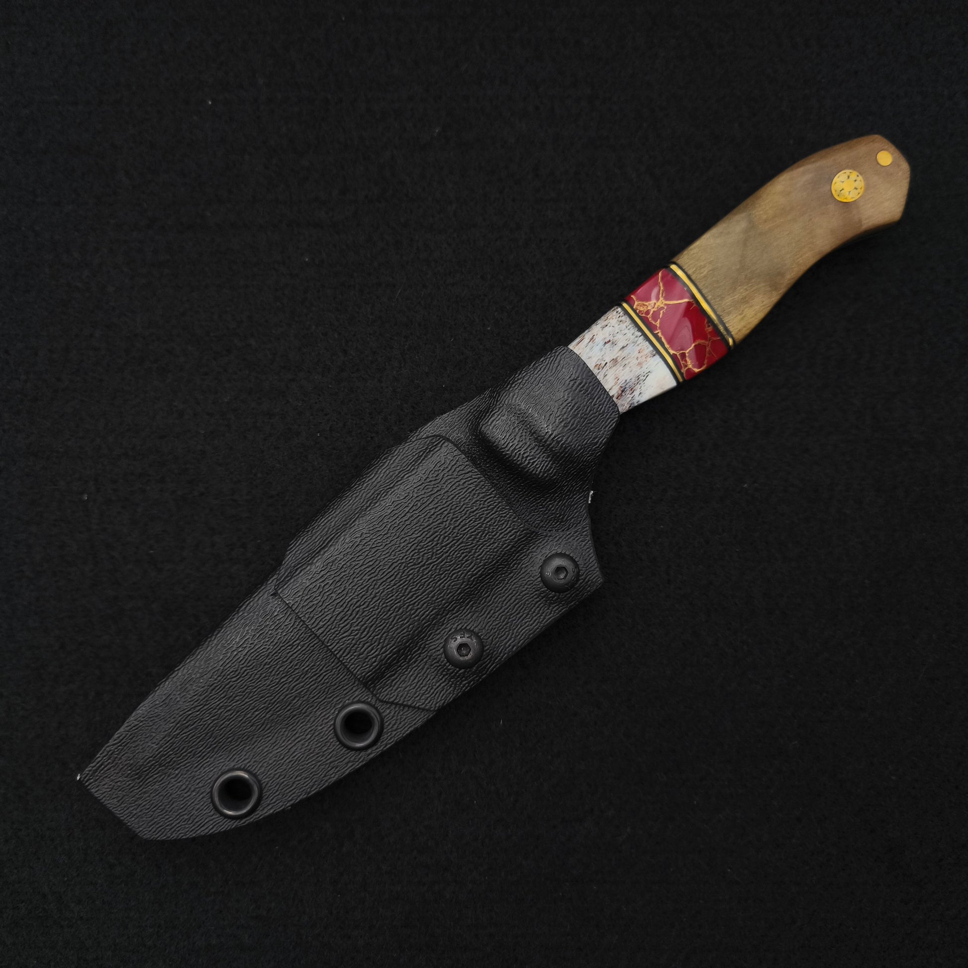 Half Face Blades Field Knife Jr Elk Antler, Buckeye Burl 5