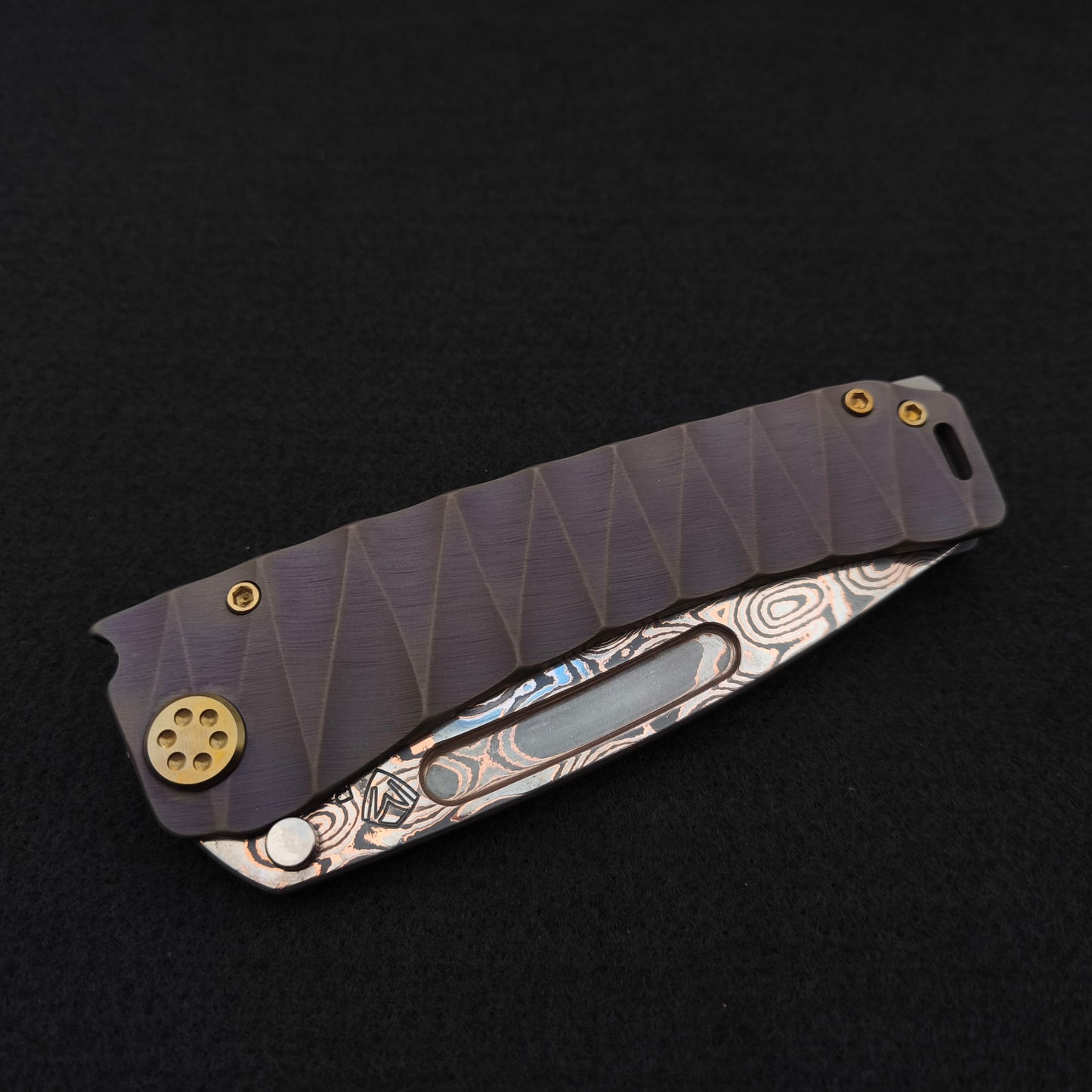 Medford Marauder H Baker Forge Copper Damascus Tanto, CuRose Lightning 4