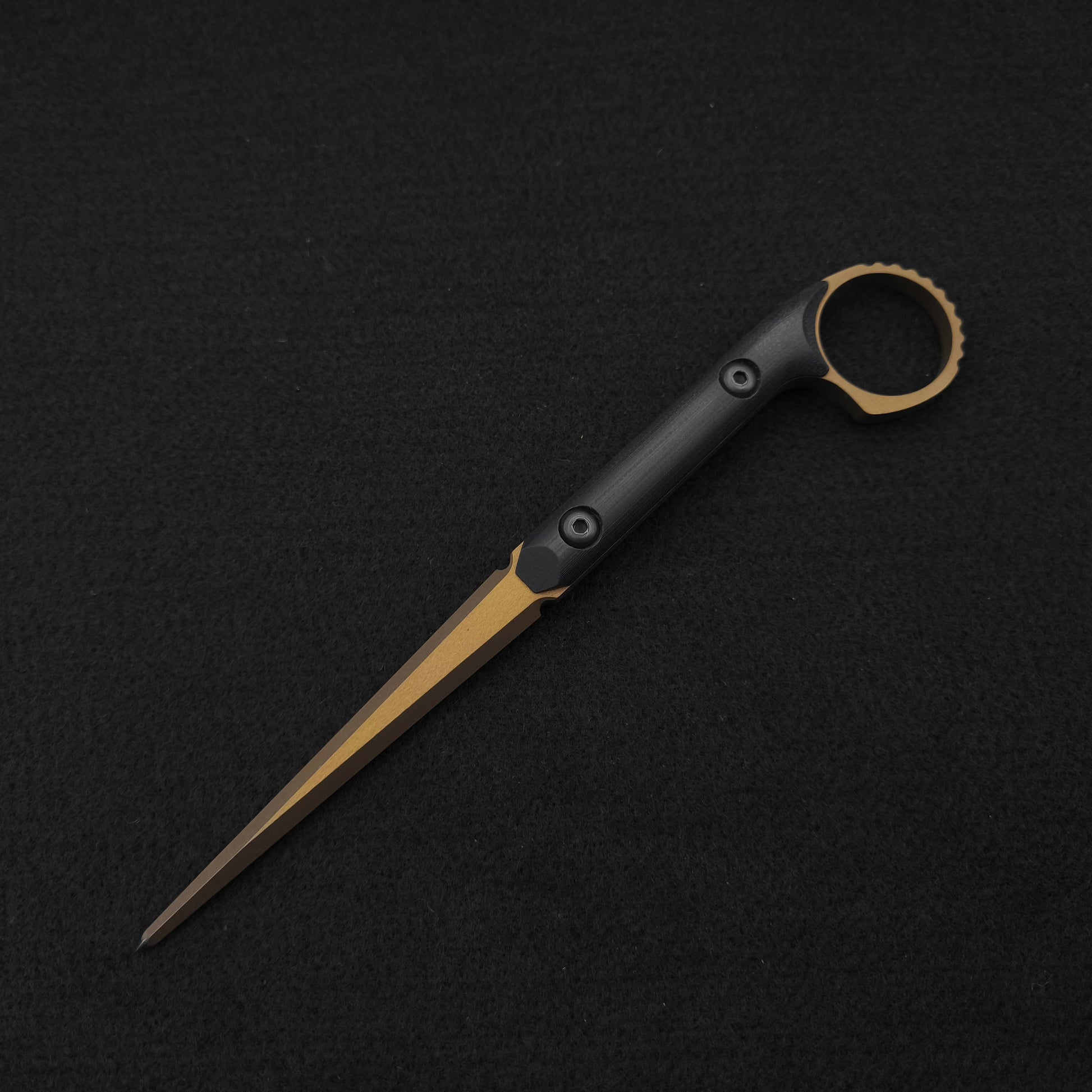 Half Face Blades Ring Cardiac Spike Black G10, Burnt Bronze Cerakote 2
