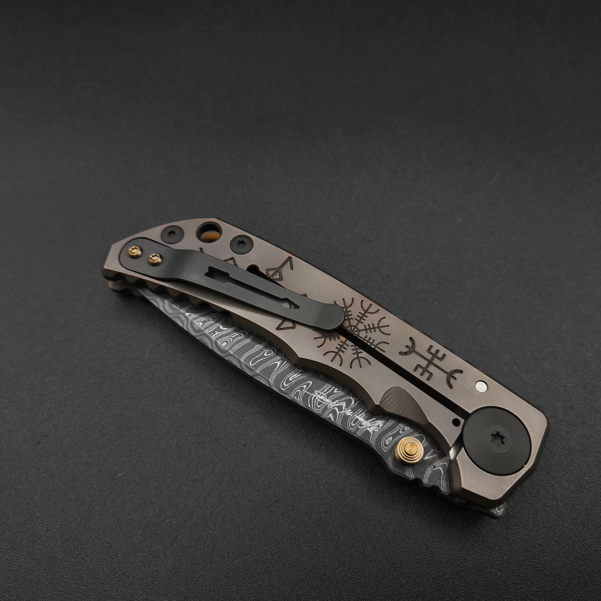 Spartan Blades Harsey Folder SF5 Custom Chad Nichols Damascus Runes 5