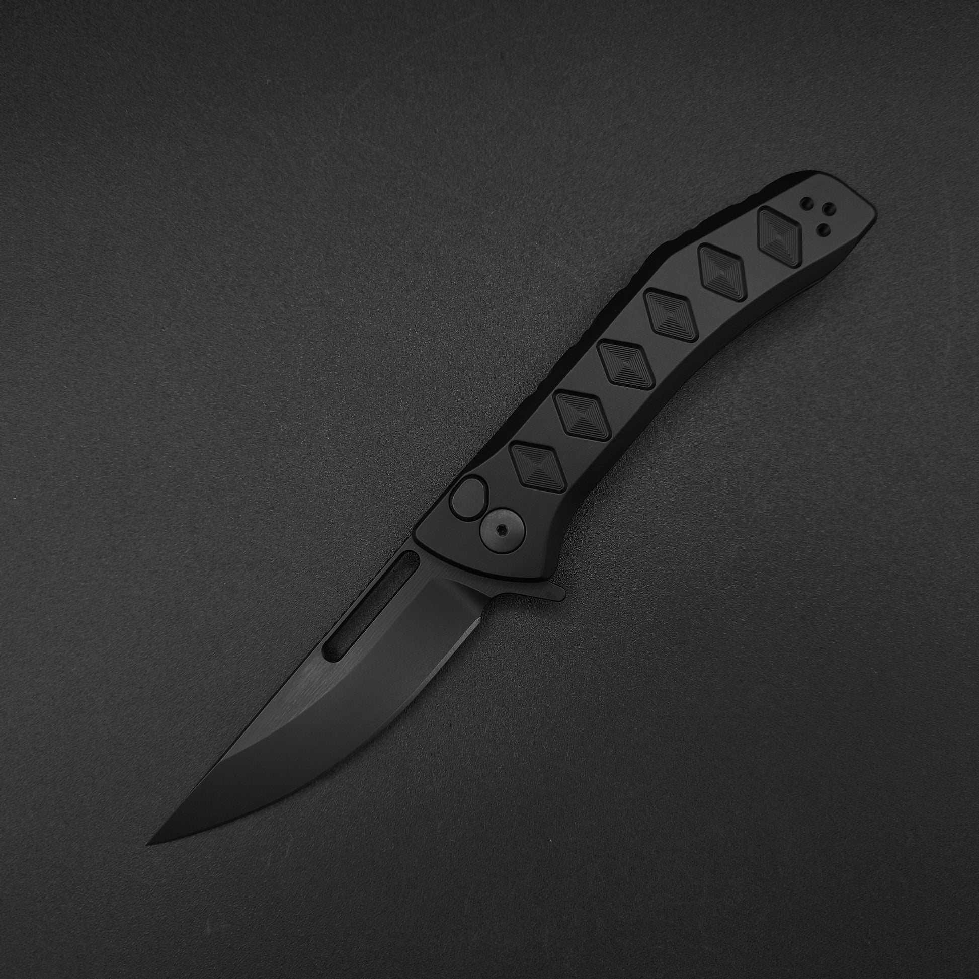 Half Face Blades Kwaiken Folder Anodized Black Handle, Black Nitride Blade 2