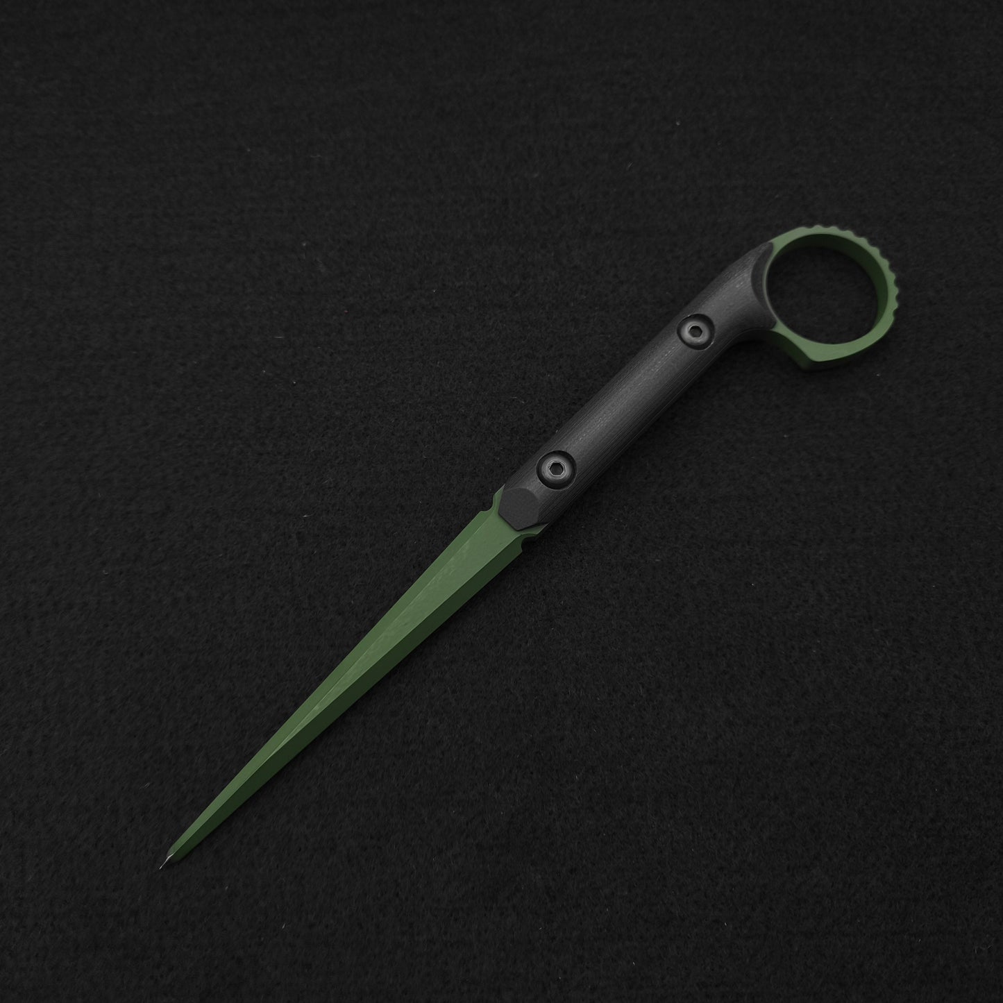 Half Face Blades Ring Cardiac Spike Black G10, Highland Green Cerakote 2