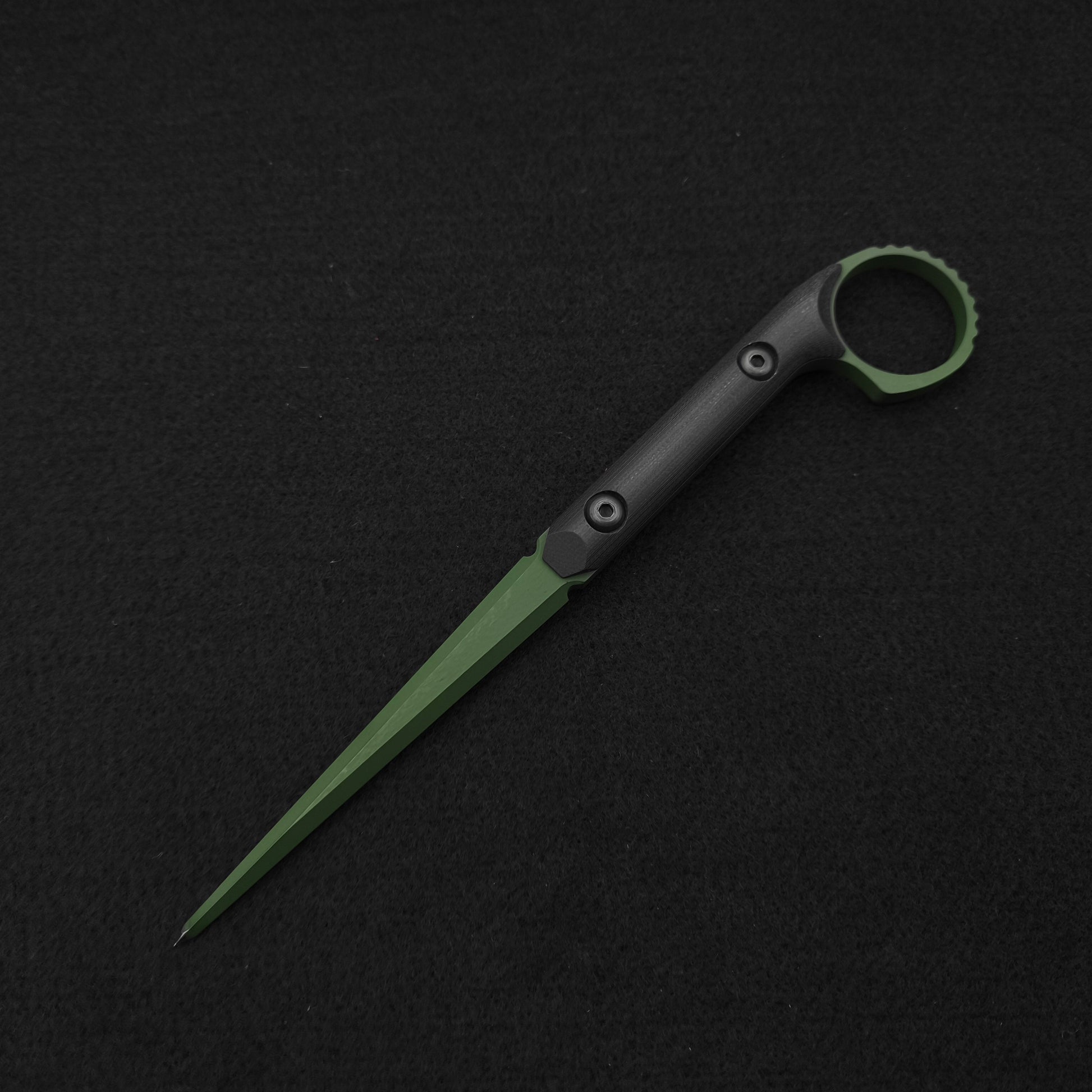 Half Face Blades Ring Cardiac Spike Black G10, Highland Green Cerakote 2