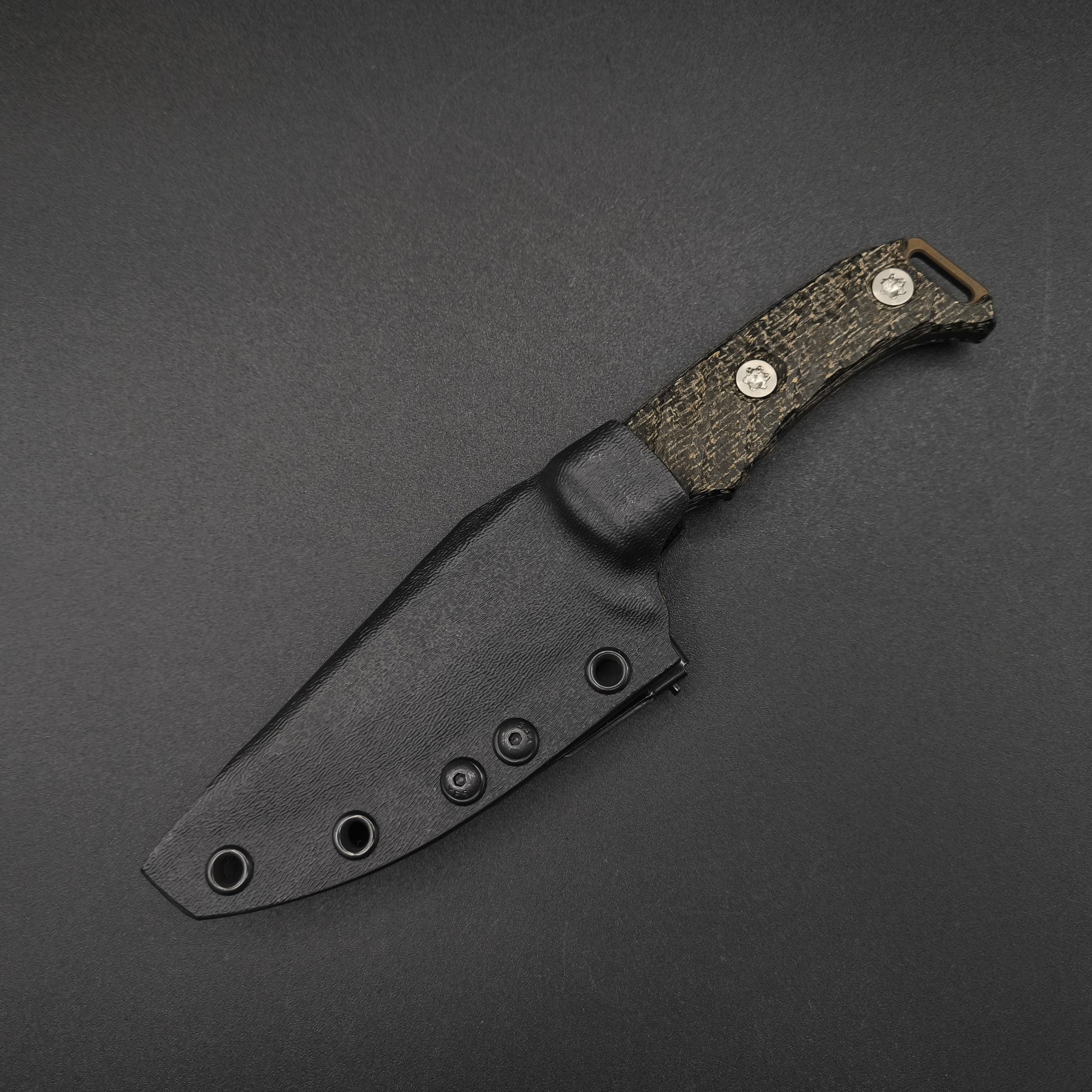 Half Face Blades Ishi Black Burlap Micarta, Midnight Bronze Cerakote 4