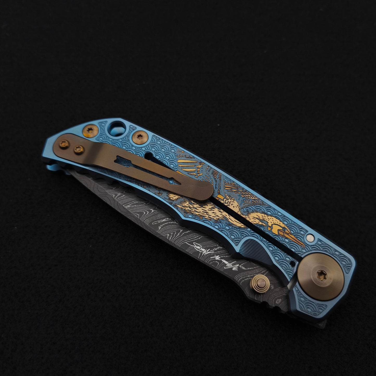 Spartan Blades Harsey Folder SF5 Custom Chad Nichols Damascus Sea Raven Special Edition 5