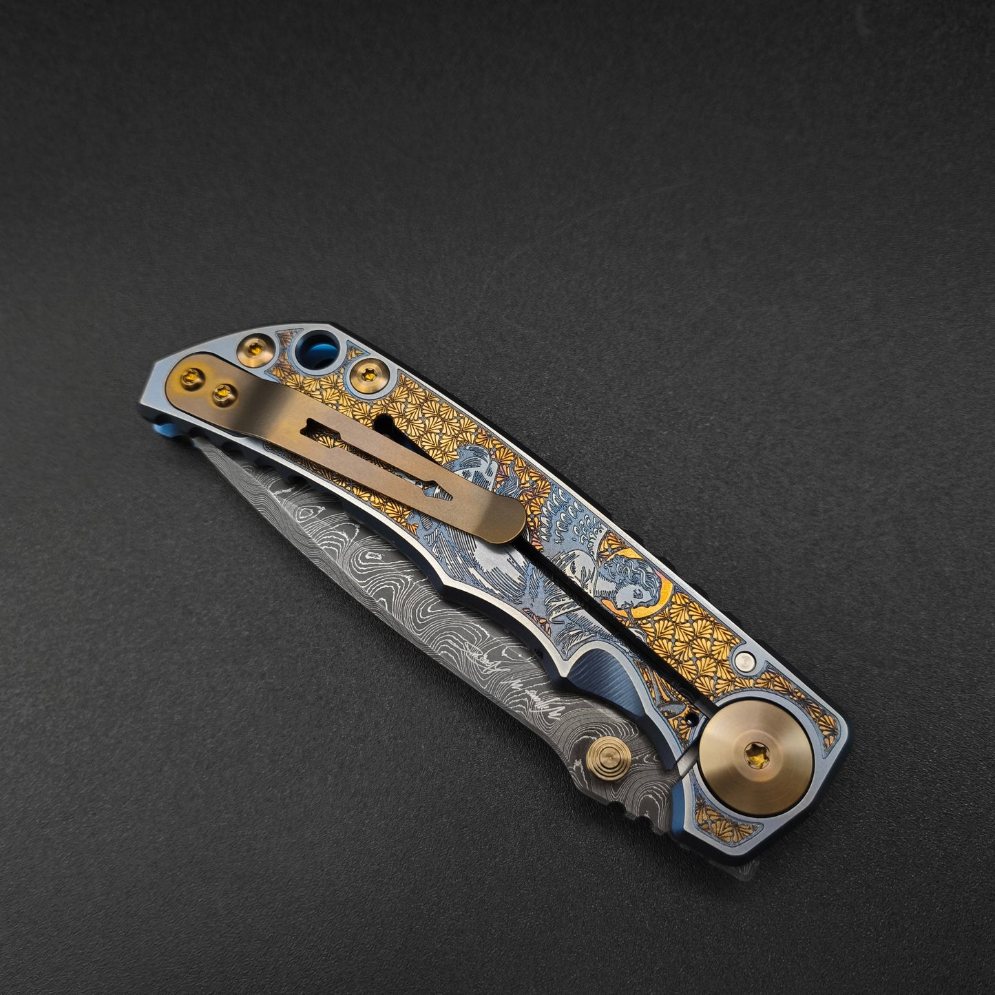 Spartan Blades Harsey Folder SF5 Custom Chad Nichols Damascus Angel