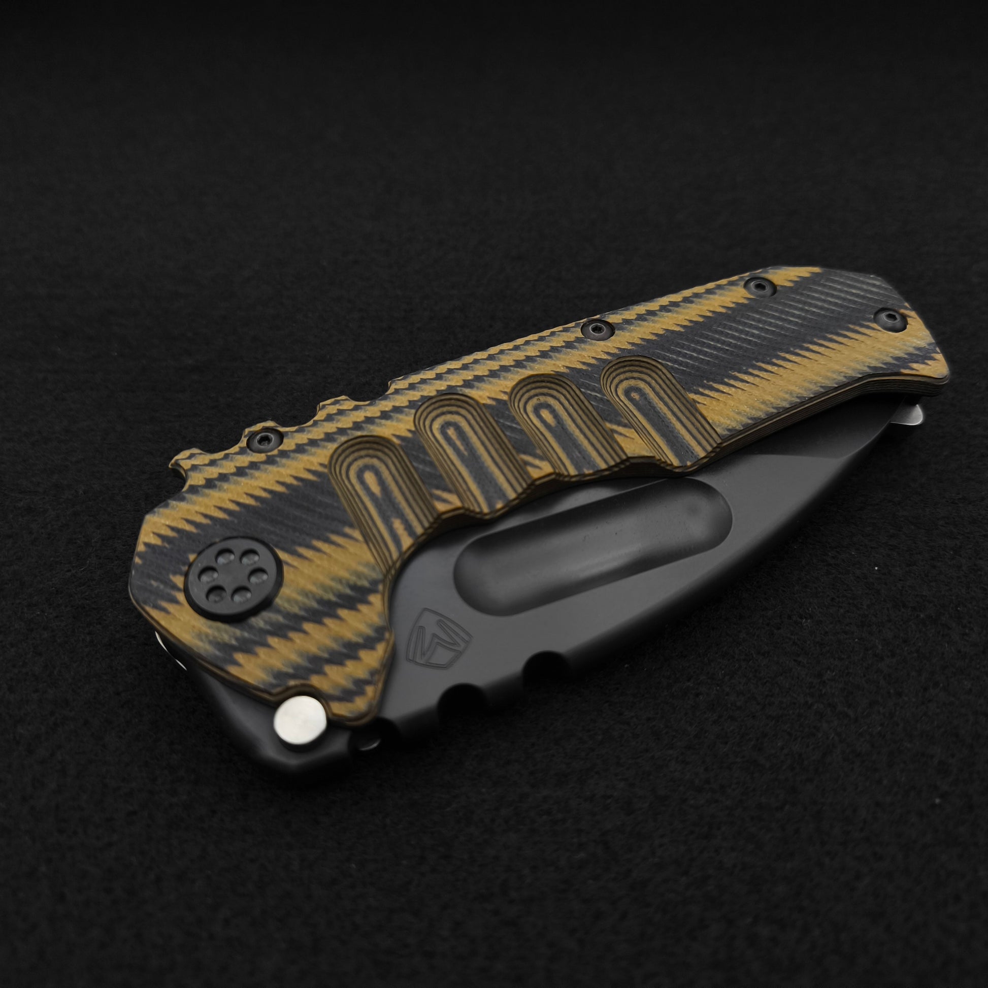 Medford Praetorian Ti-C DLC Drop Point, Black Tan Contoured G10 Titan 5