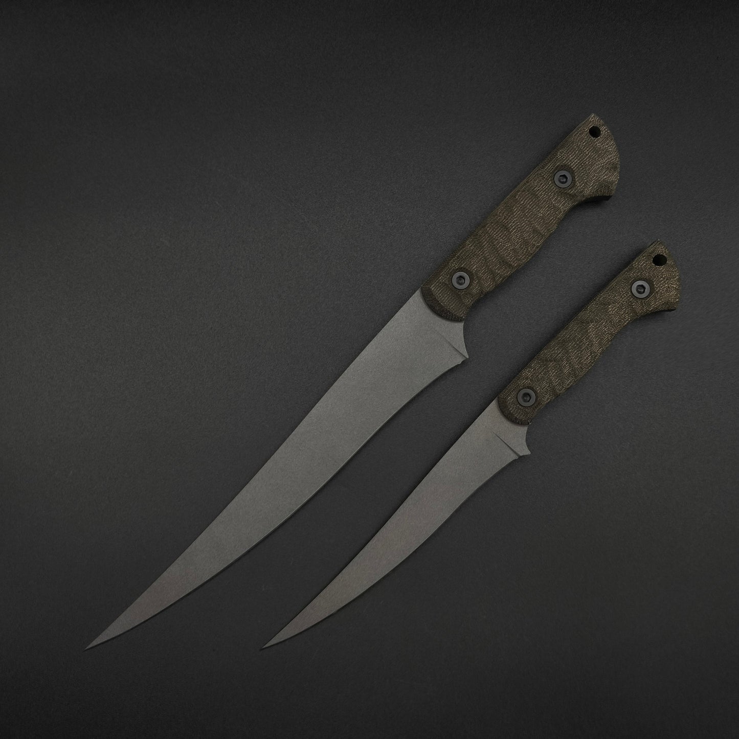 Half Face Blades Large Filet & Filet Jr Set - OD Green Canvas Micarta 2