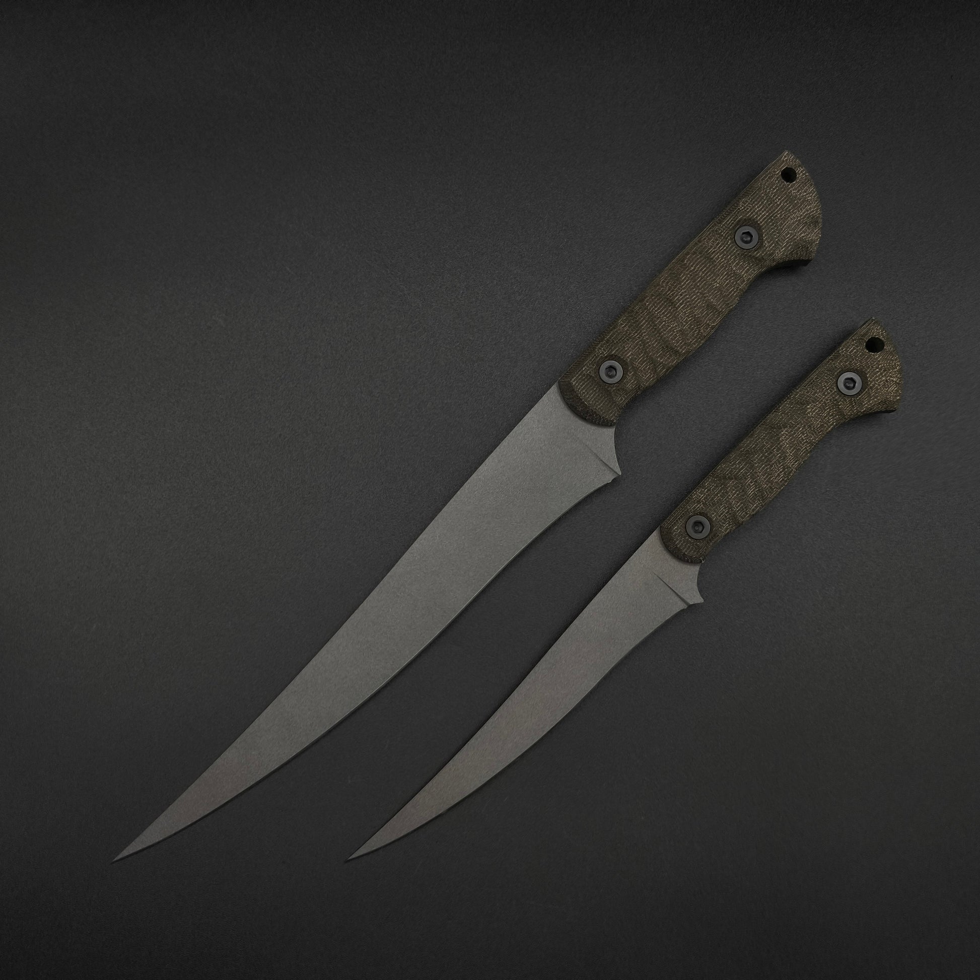 Half Face Blades Large Filet & Filet Jr Set - OD Green Canvas Micarta 2