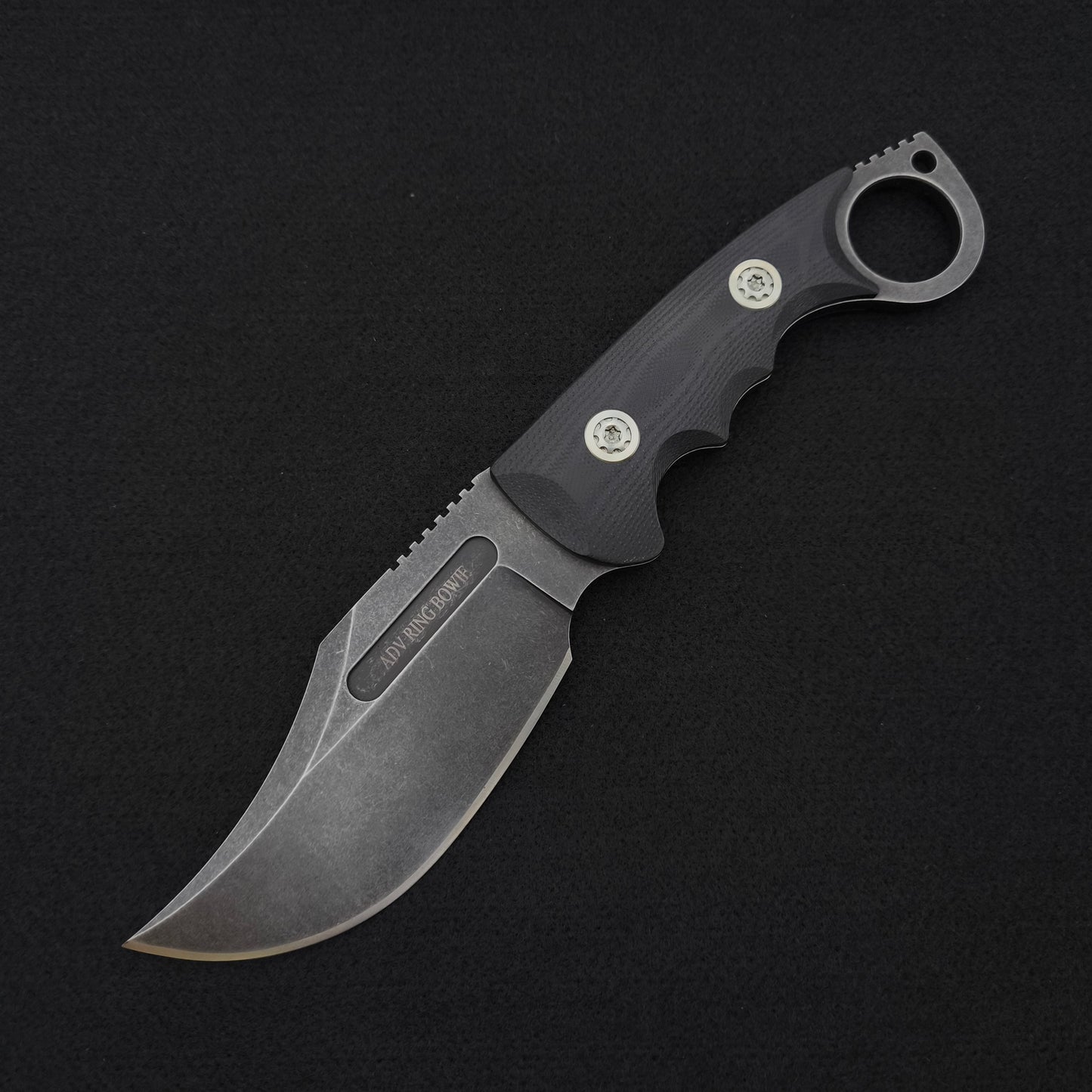 ADV Ring Bowie All Black G-10 D2 Steel