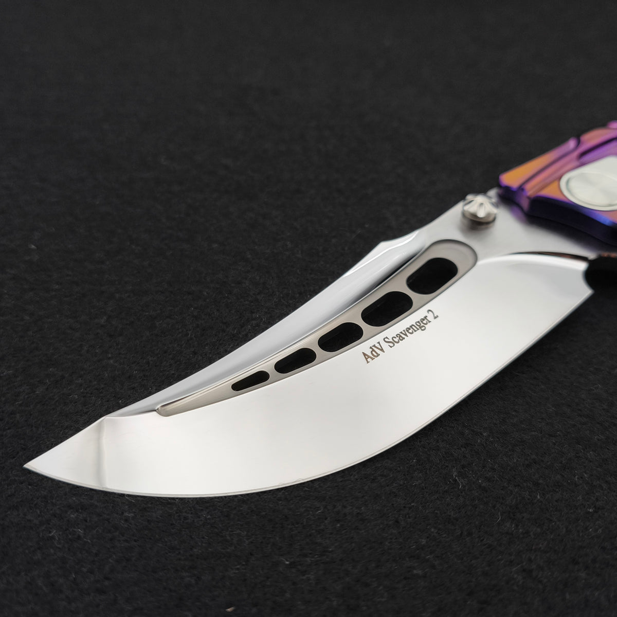 ADV Scavenger Gen 2, Integral Titanium Handle, Purple and Mirror finish, M390 3