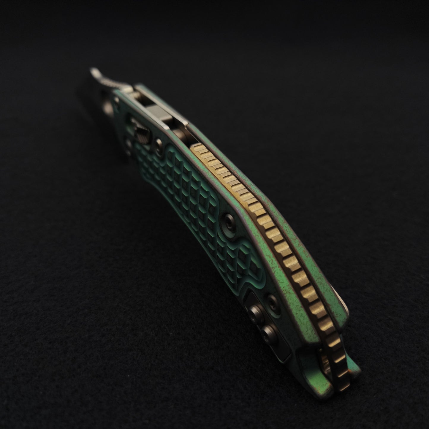 Microtech Stitch Ram Lok Antique Green Frag Stonewash Marfione Select