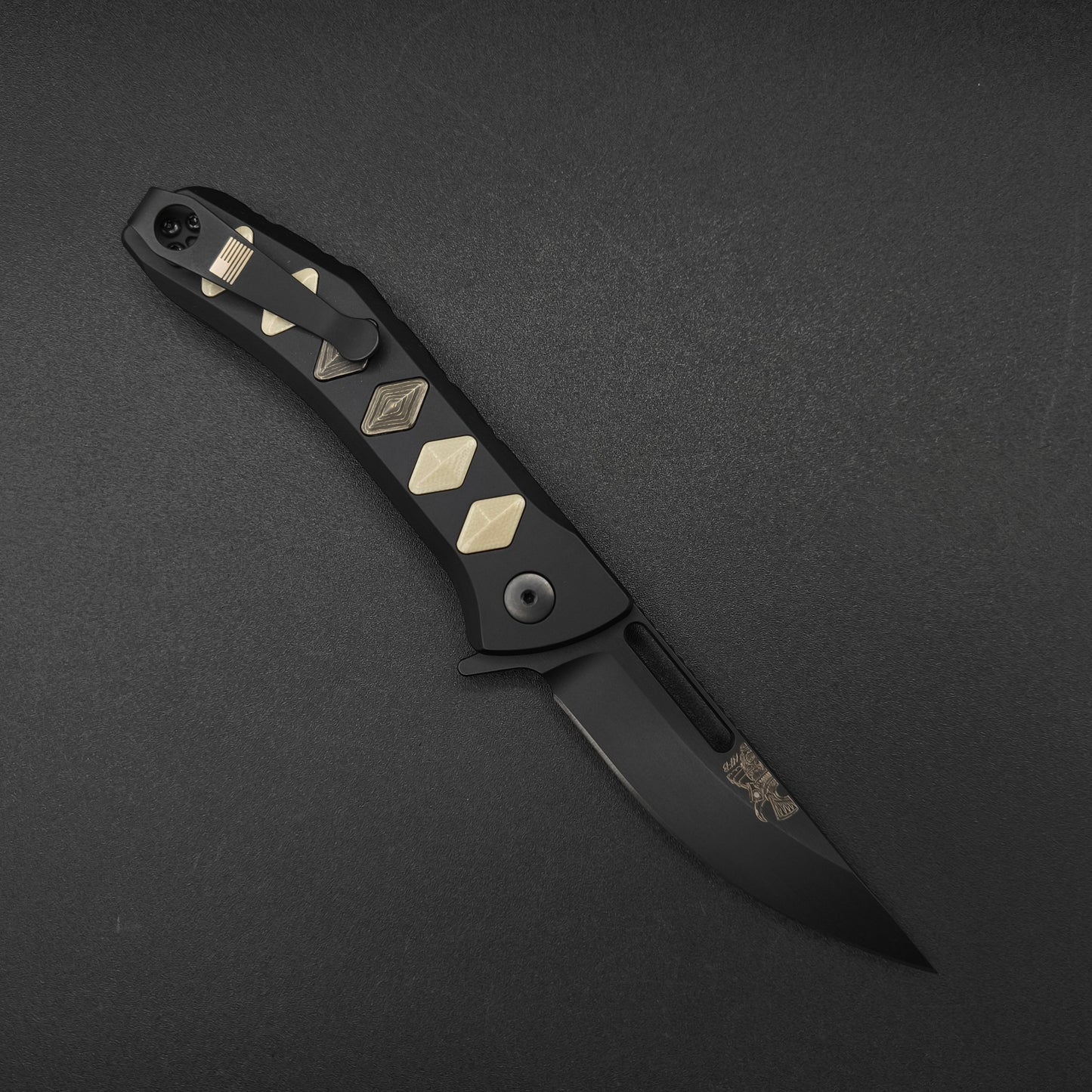 Half Face Blades Custom Kwaiken Folder Gold Camo Carbon 1