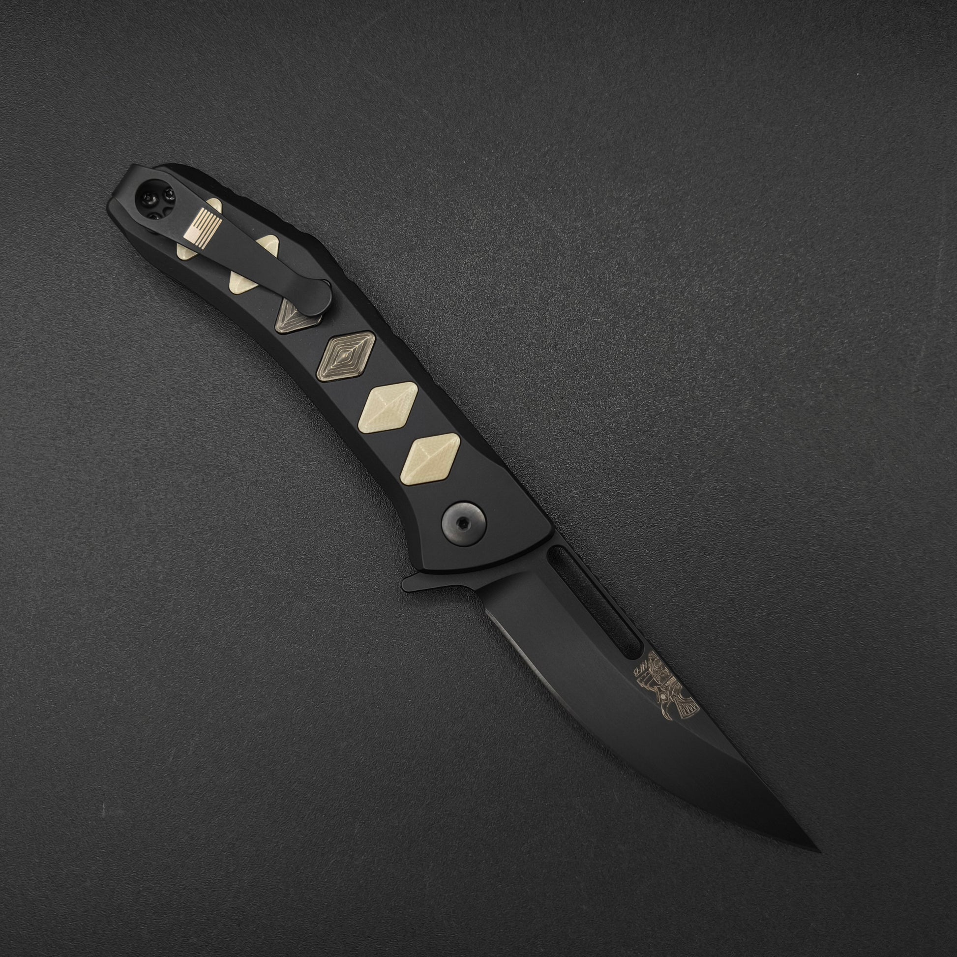 Half Face Blades Custom Kwaiken Folder Gold Camo Carbon 1