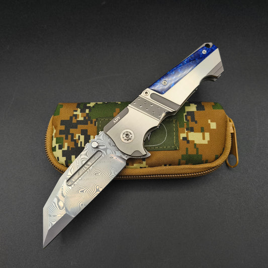 ADV Invader Custom, Damascus Blade, Blue Kirinite 1