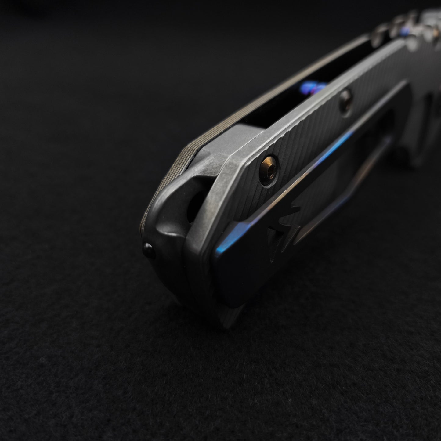 Medford Praetorian Ti-C Vulcan Drop Point, Black Tan Contoured G10 Titan 4