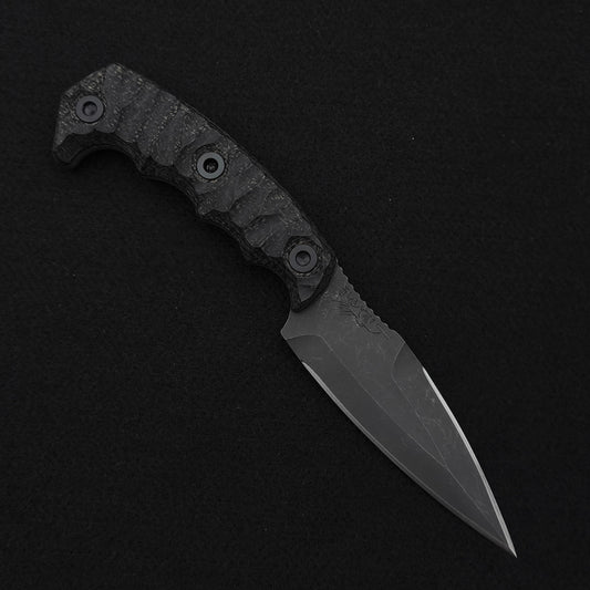 Half Face Blades HUMINT 4" Black Burlap Micarta, stonewashed 1