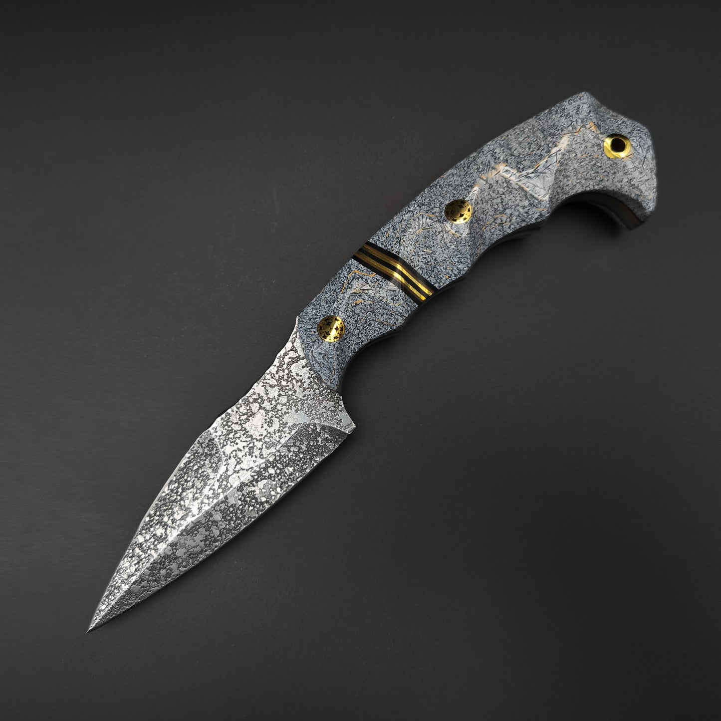 Half Face Blades HUMINT 3" Shred Carbon, Black G10, Earth G10 and Brass Split 2