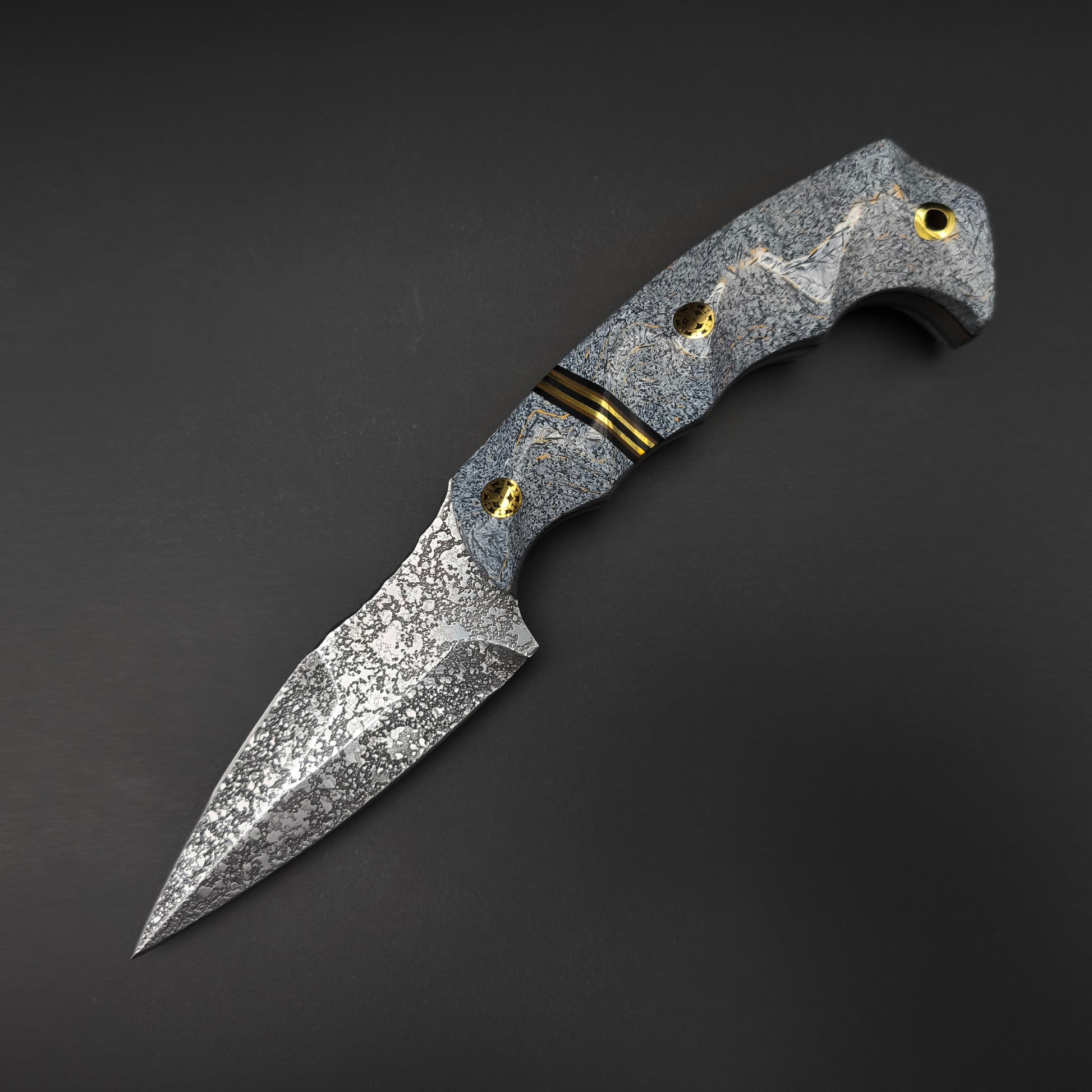 Half Face Blades HUMINT 3" Shred Carbon, Black G10, Earth G10 and Brass Split 2